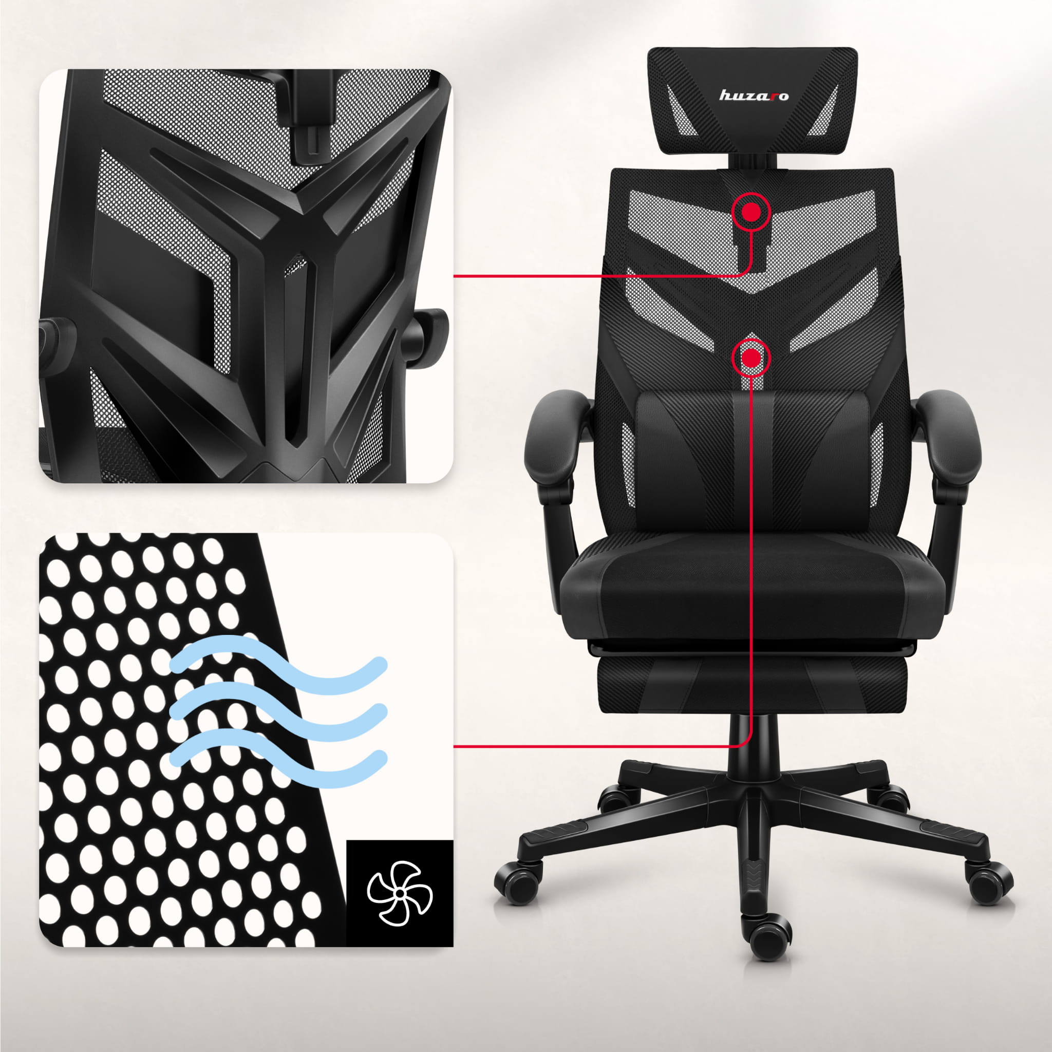 Fotel Gamingowy HUZARO COMBAT 5.0 Black