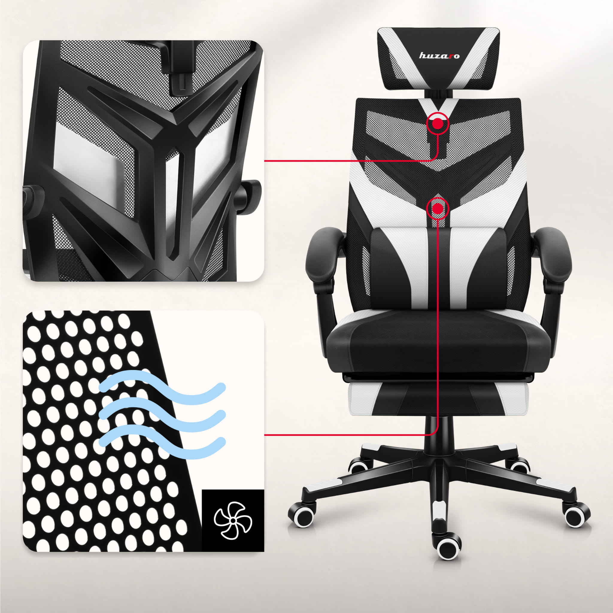 Fotel Gamingowy Huzaro Combat 5.0 White