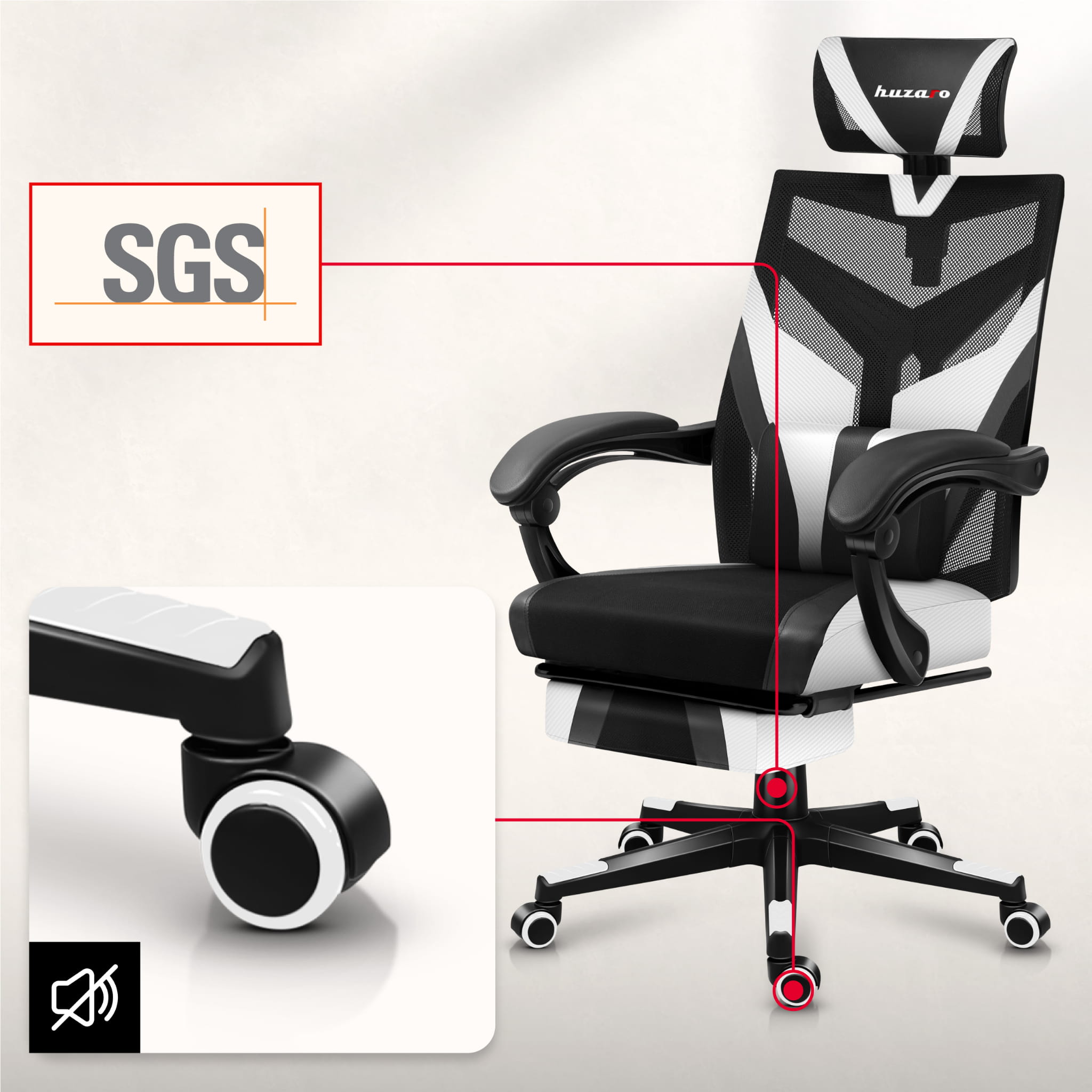 Fotel Gamingowy Huzaro Combat 5.0 White