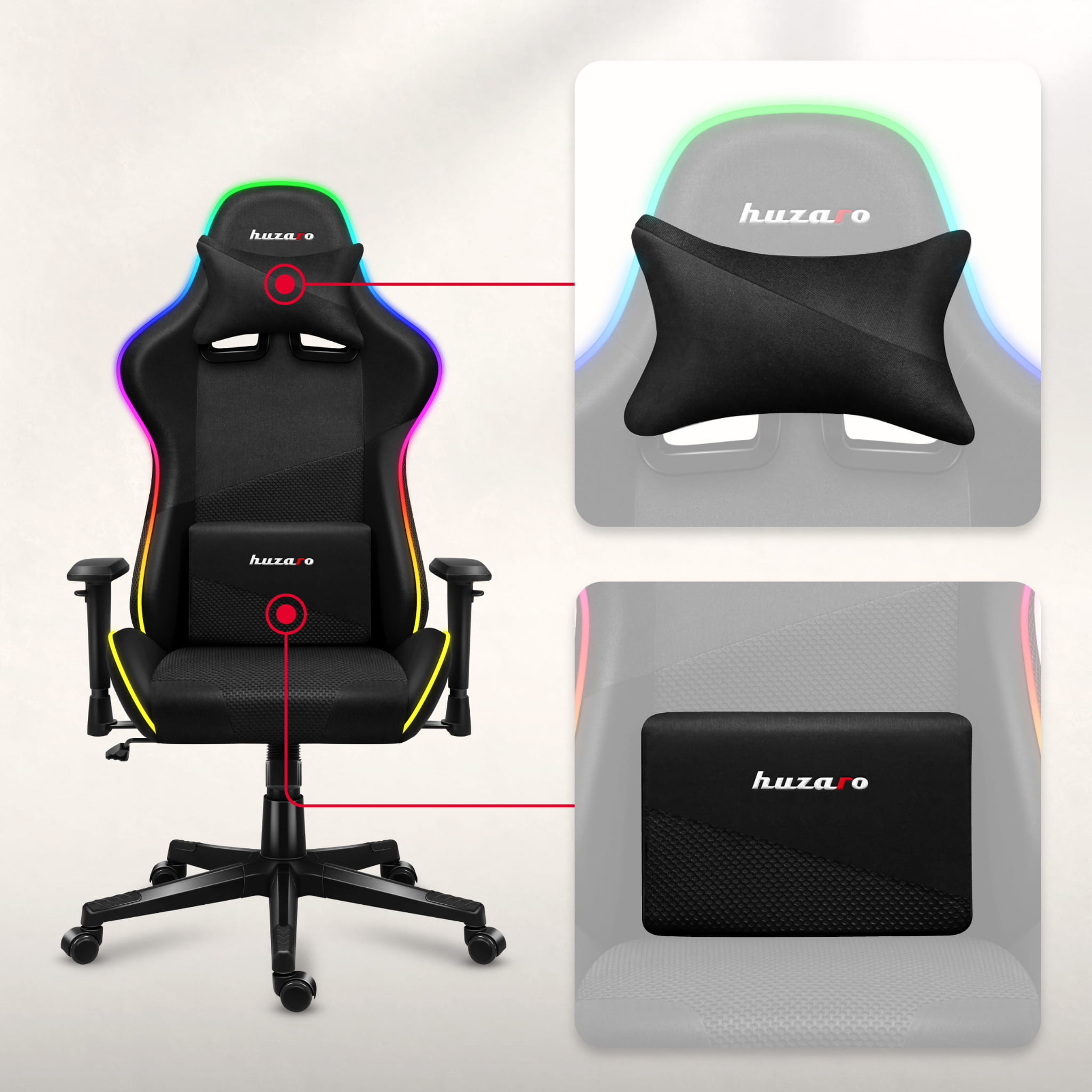 Fotel Gamingowy Huzaro FORCE 6.3 RGB MESH