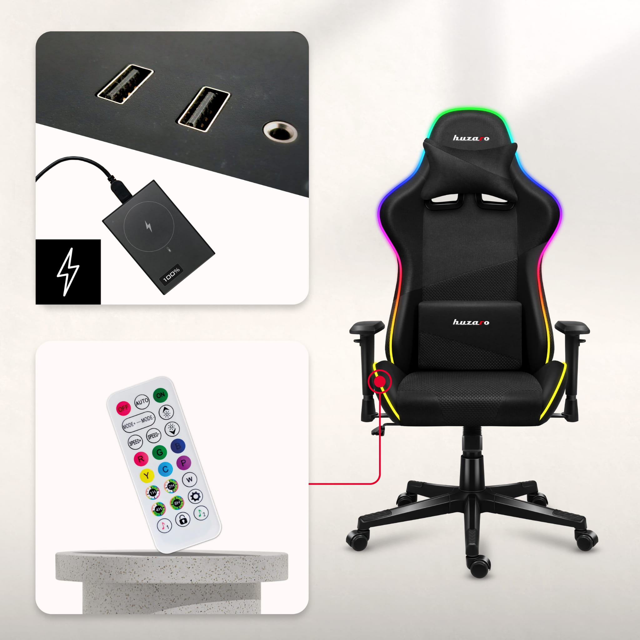 Fotel Gamingowy Huzaro FORCE 6.3 RGB MESH