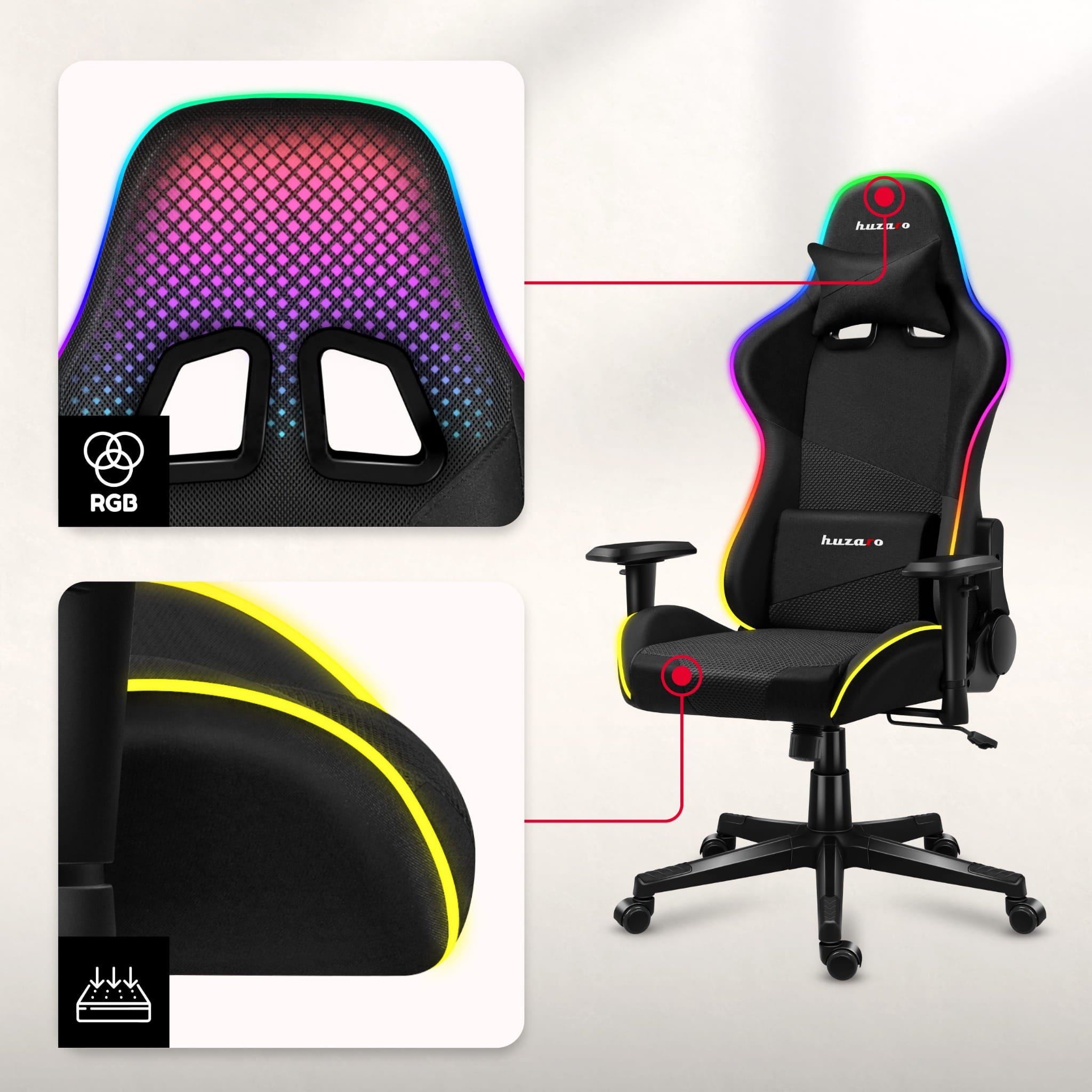 Fotel Gamingowy Huzaro FORCE 6.3 RGB MESH
