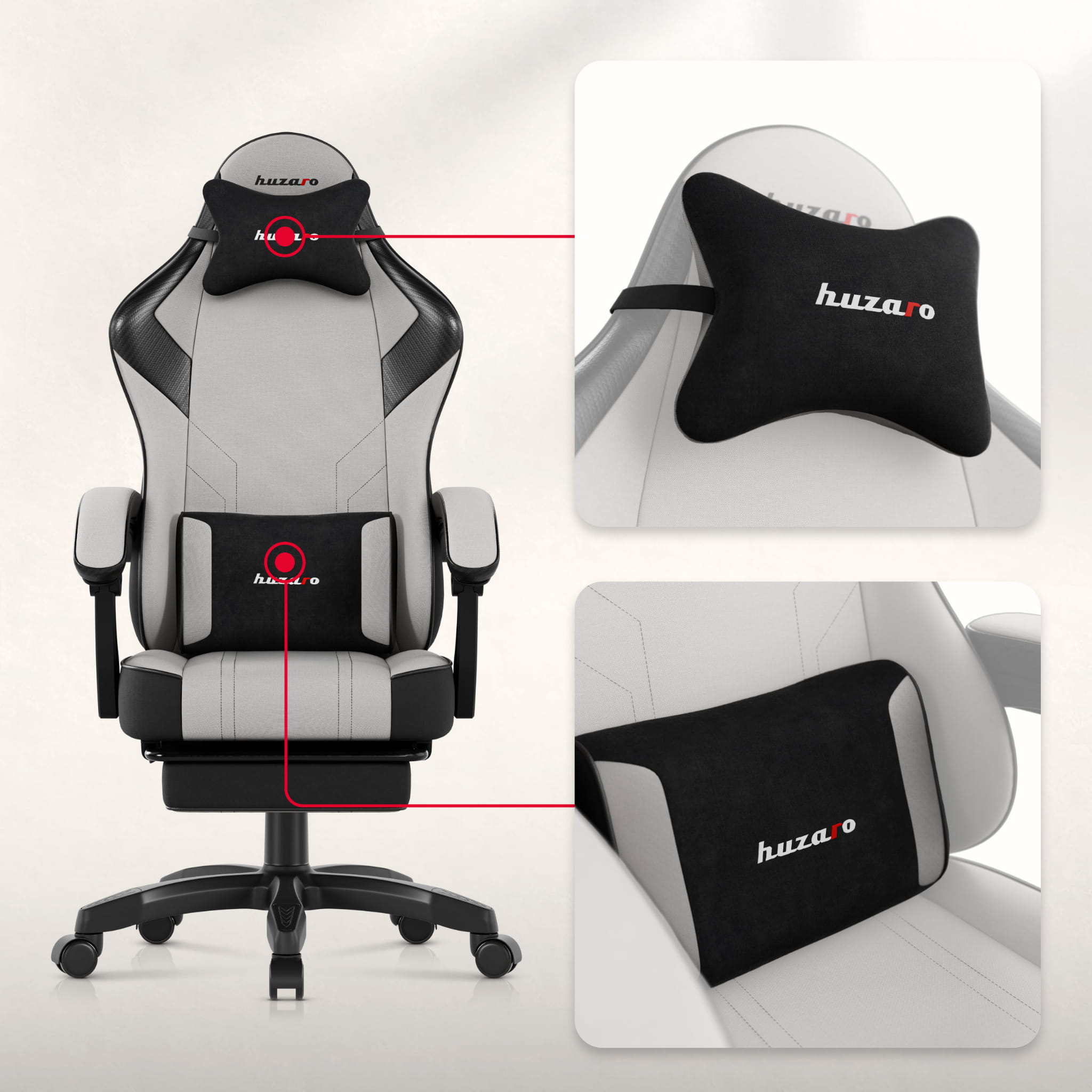 Fotel gamingowy Huzaro Force 3.7 Grey