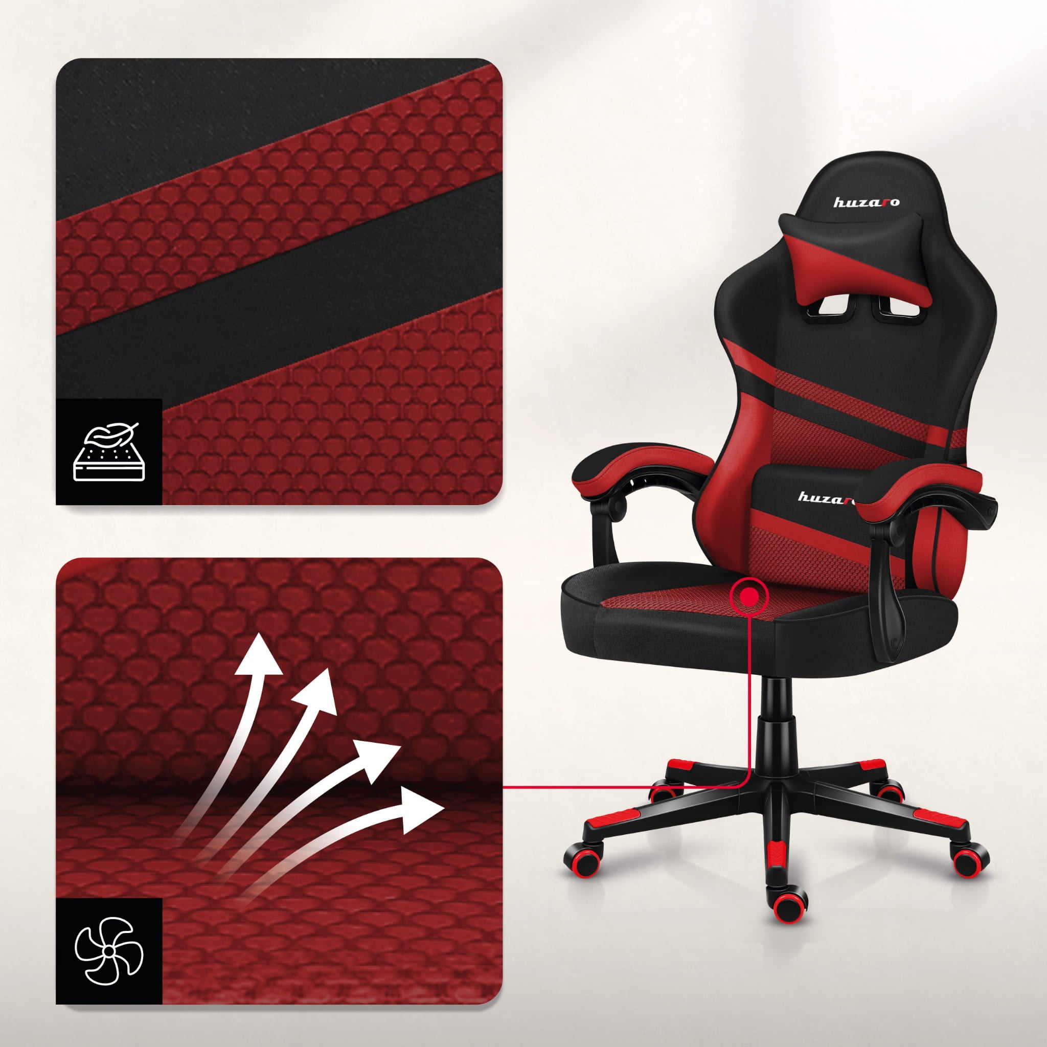 Fotel Gamingowy HUZARO FORCE 4.4  Red Mesh