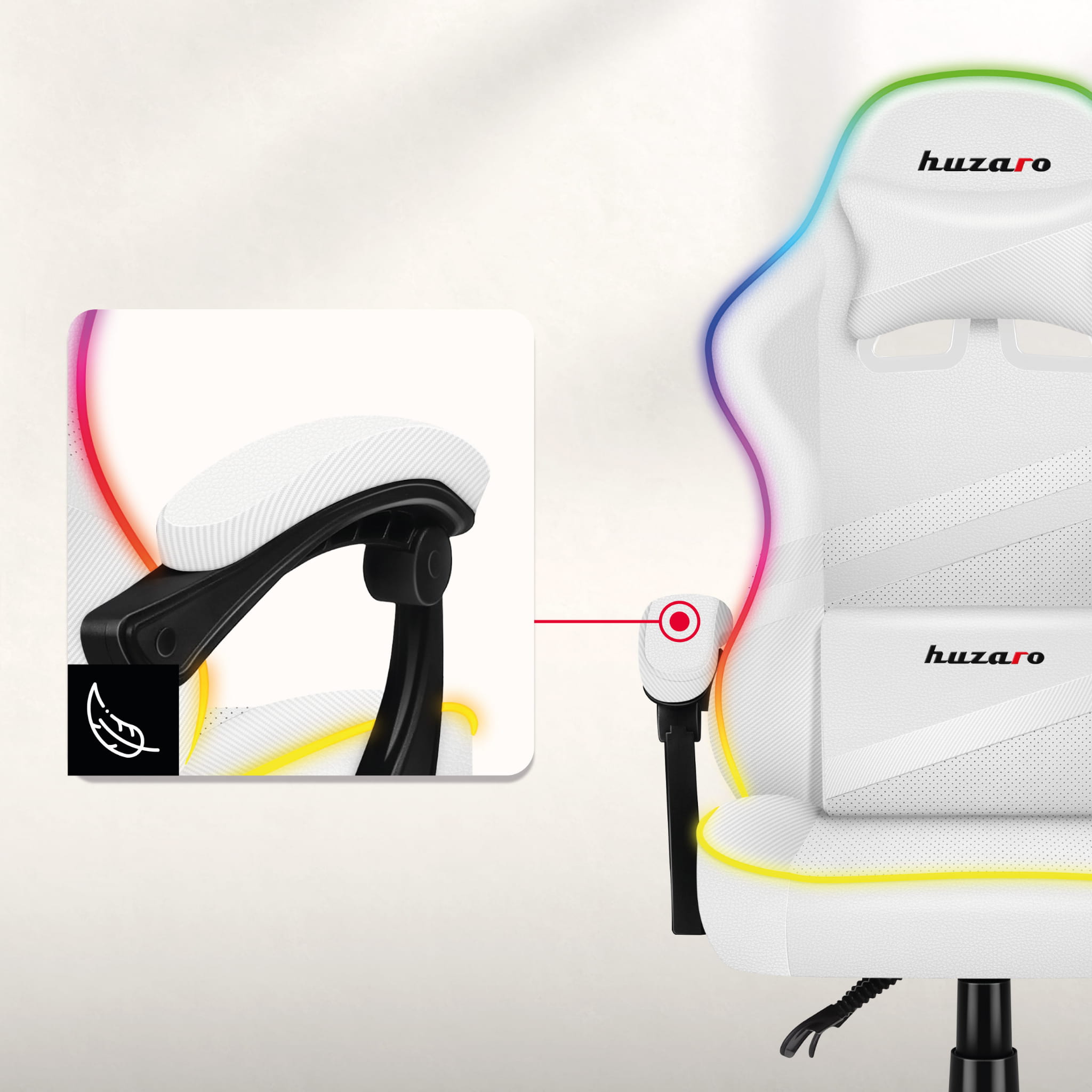 Fotel Gamingowy HUZARO FORCE 4.4 RGB White