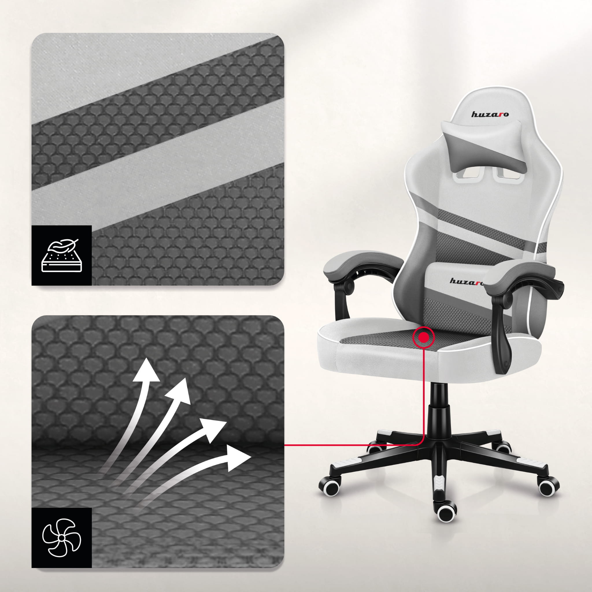 Fotel Gamingowy HUZARO FORCE 4.4 White Mesh