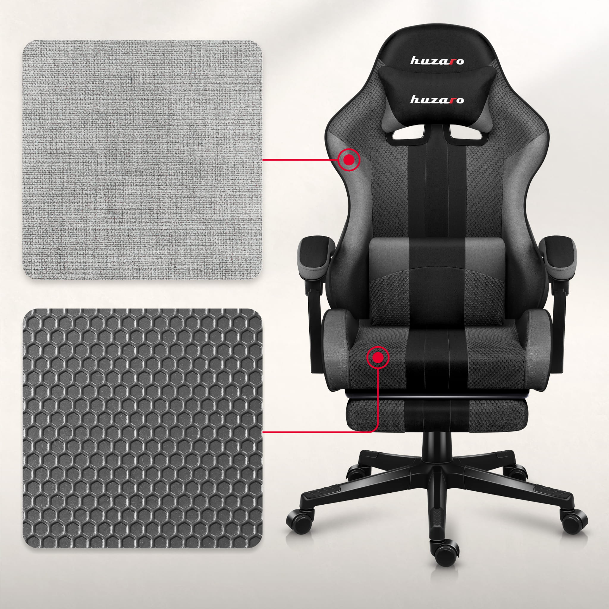 Fotel Gamingowy Huzaro Force 4.7 Grey Mesh