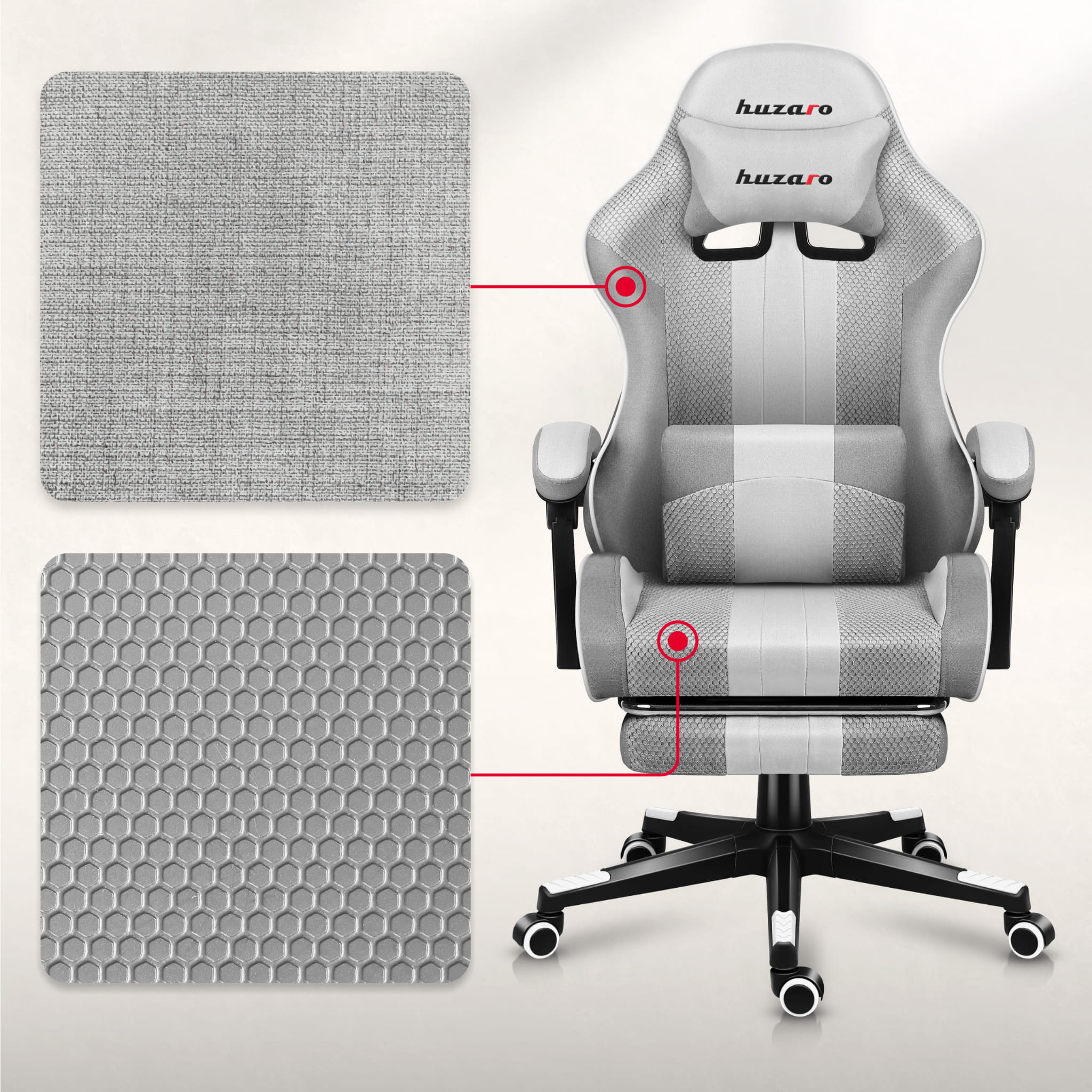 Fotel Gamingowy HUZARO Force 4.7 White Mesh