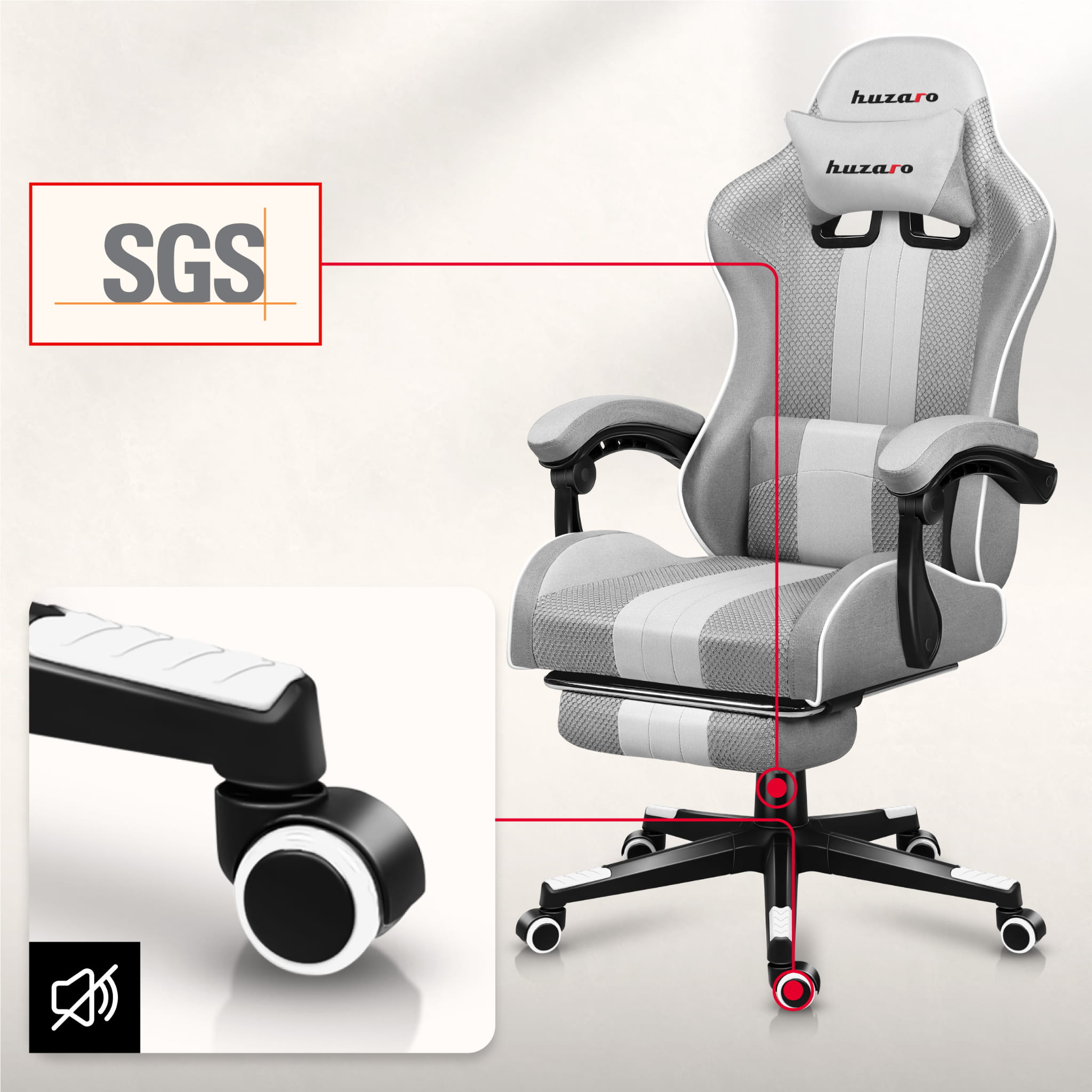 Fotel Gamingowy HUZARO Force 4.7 White Mesh