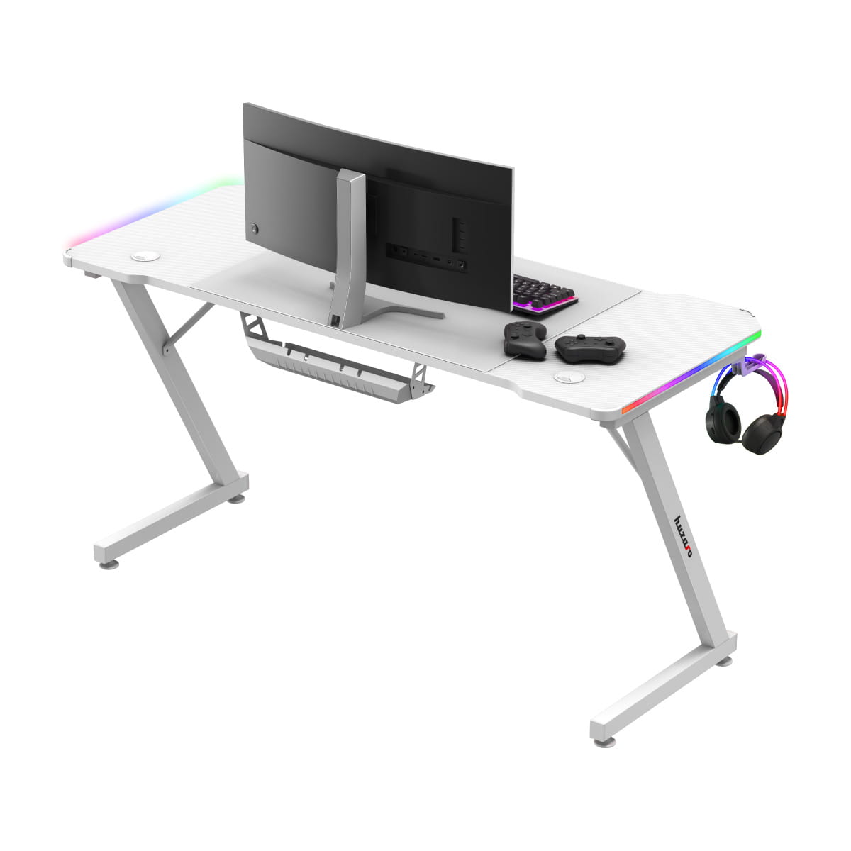 Biurko gamingowe Huzaro Hero 3.3 White RGB 140 cm