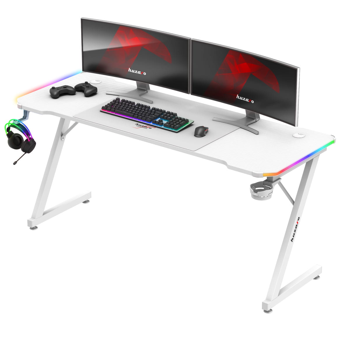 Biurko gamingowe Huzaro Hero 4.8 White RGB 160 cm
