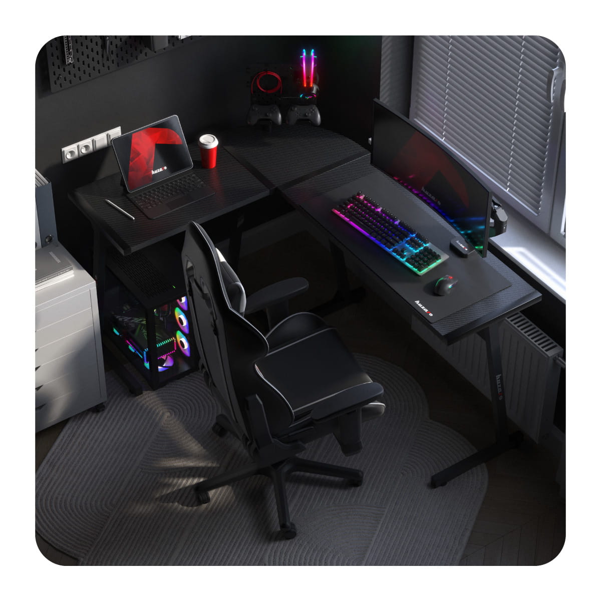Biurko Gamingowe Huzaro Hero 6.0 Black 147 cm