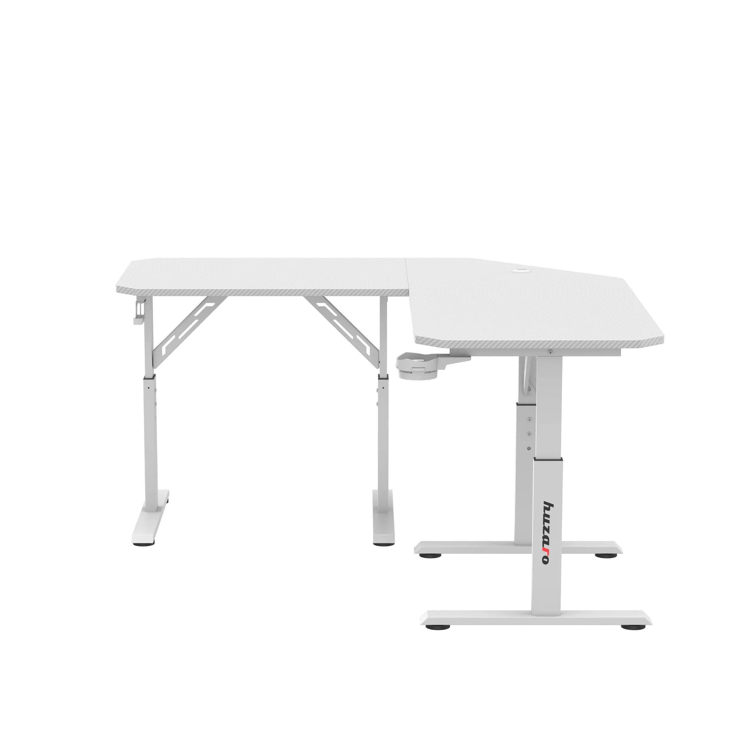 Biurko gamingowe narożne z regulacją wysokości Huzaro Hero 7.3 White