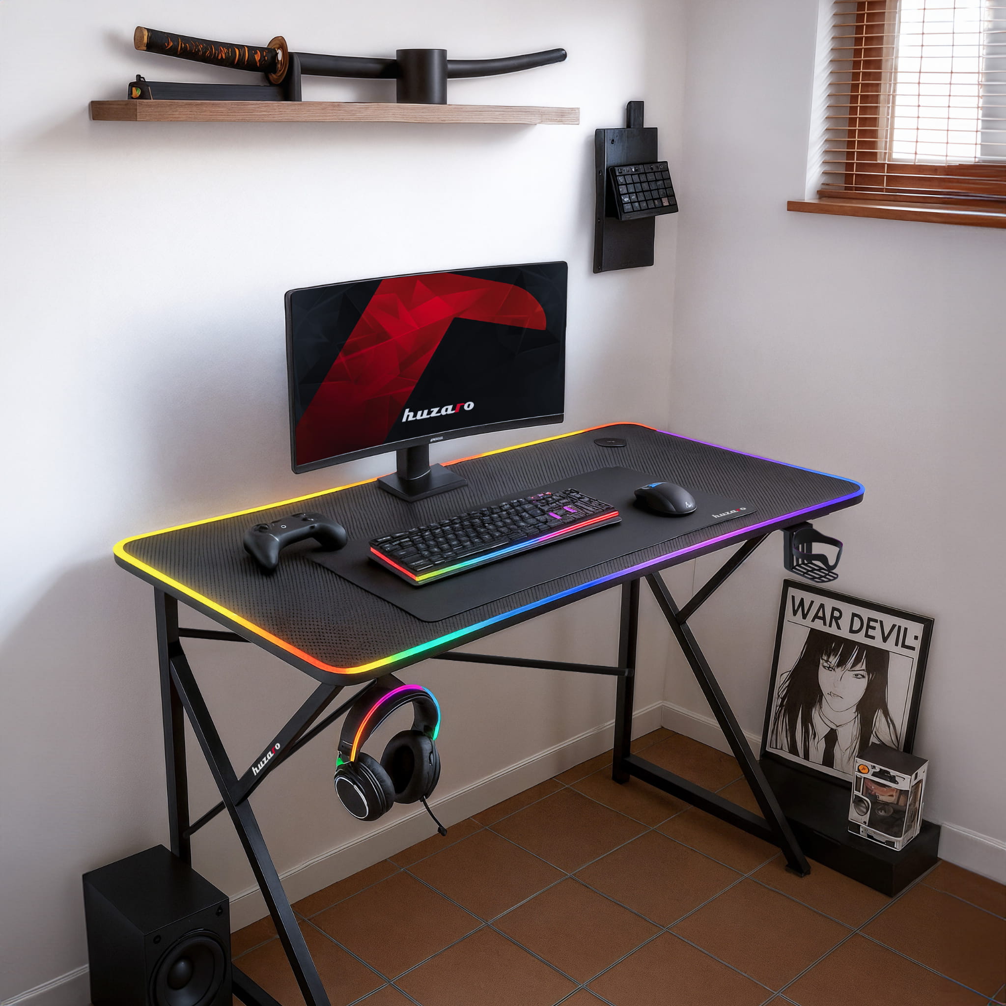 Biurko Gamingowe Huzaro Hero 1.7 RGB Black 120 cm