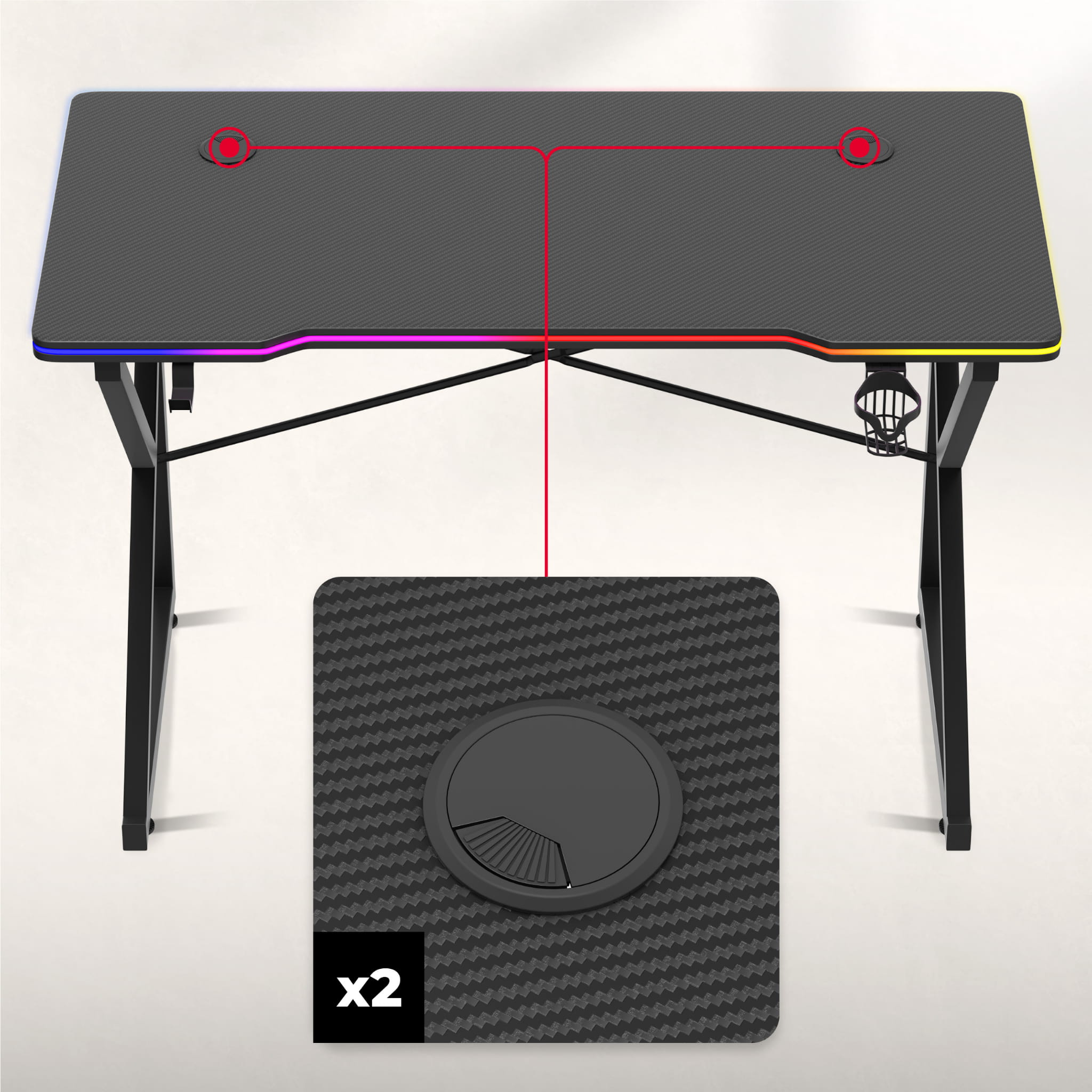 Biurko Gamingowe Huzaro Hero 1.7 RGB Black 120 cm