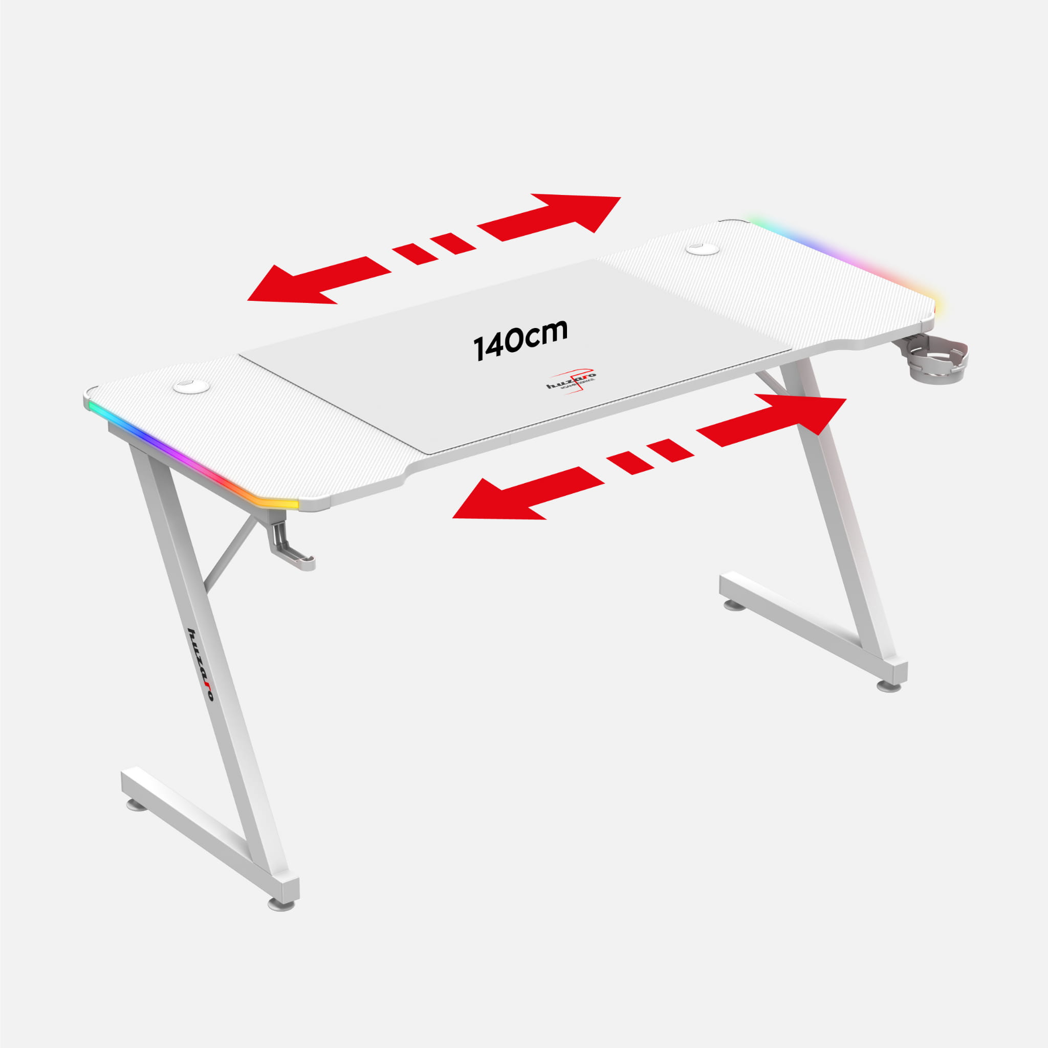 Biurko gamingowe Huzaro Hero 3.3 White RGB 140 cm