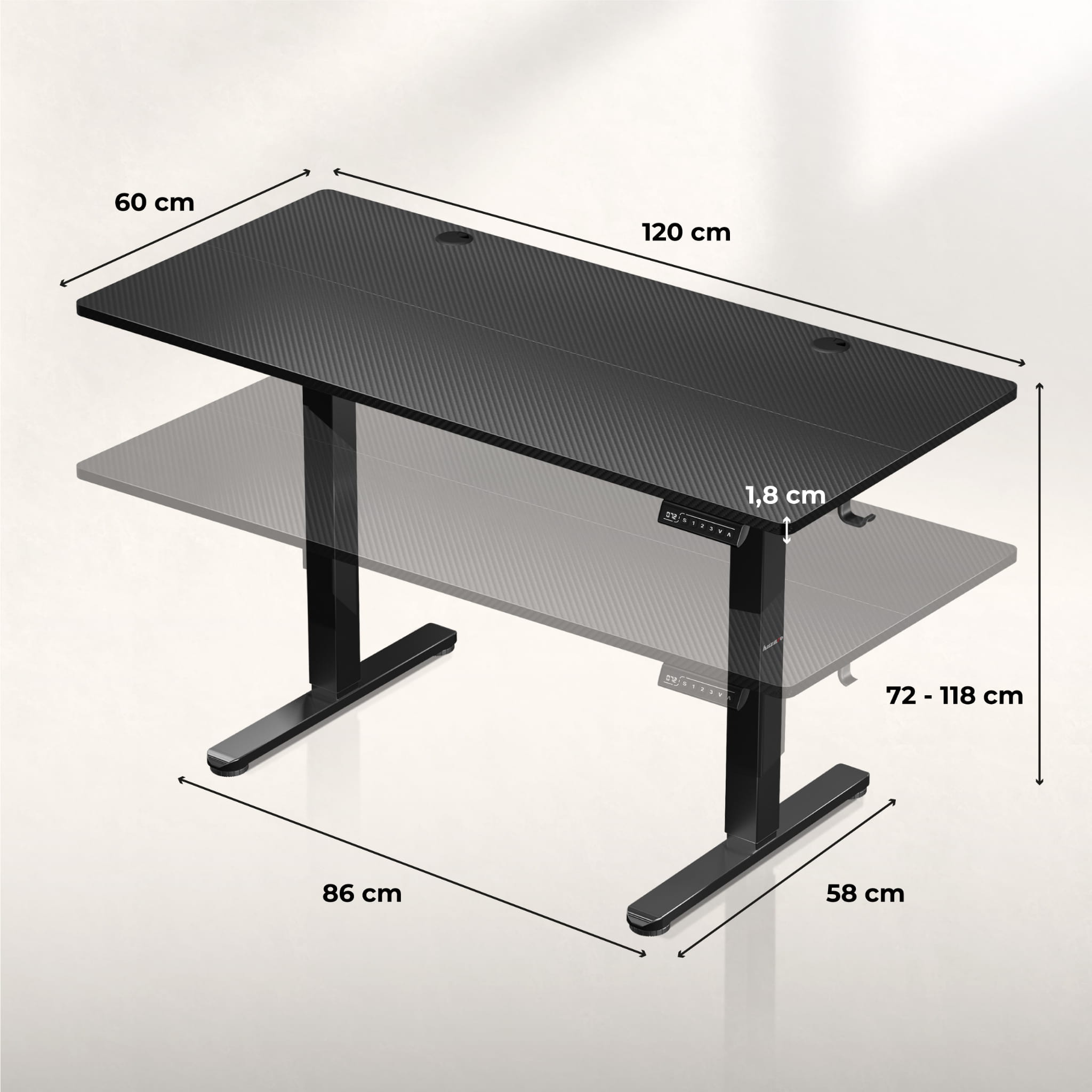 Biurko Elektryczne Huzaro Hero 8.2 Black 120 cm