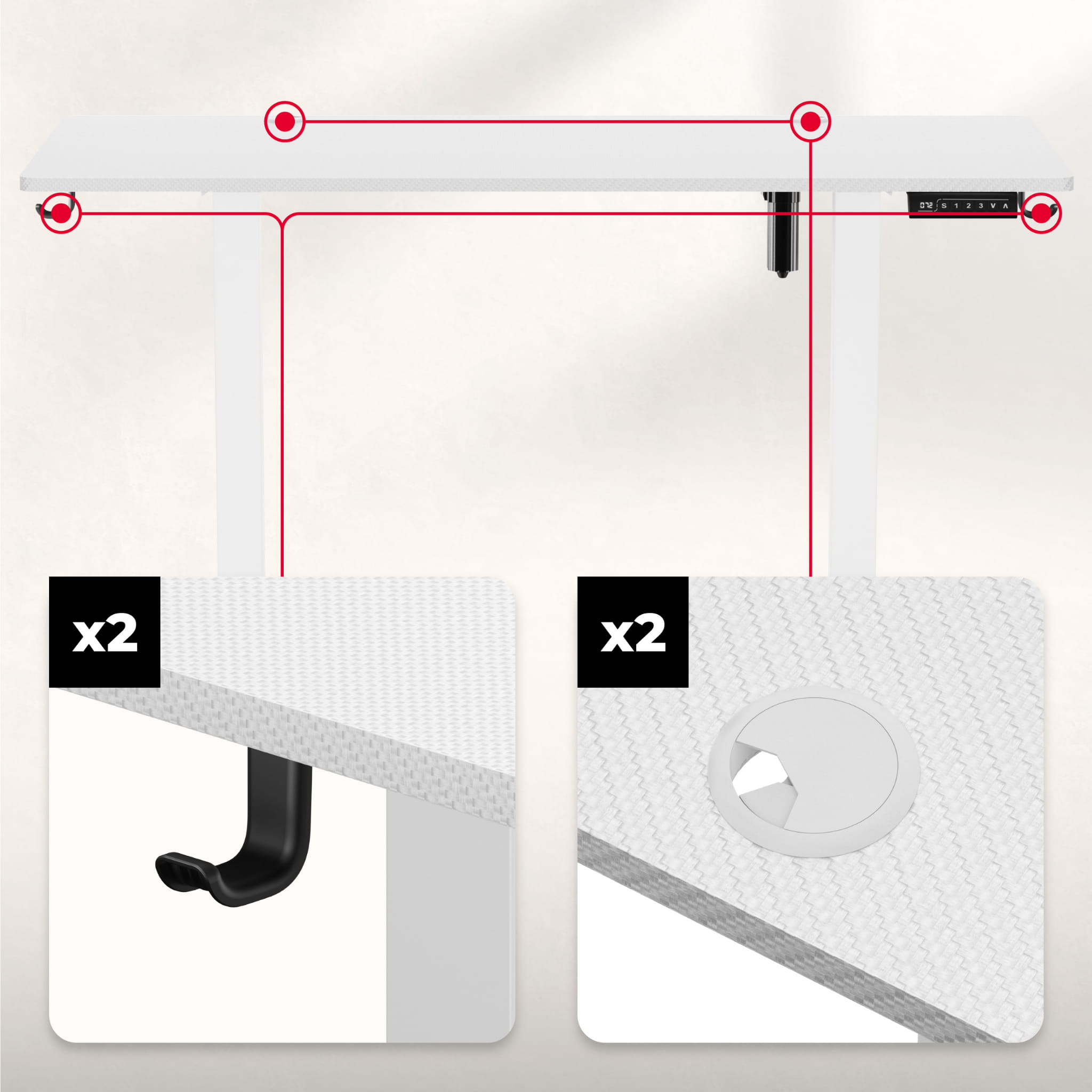 Biurko Elektryczne Huzaro Hero 8.2 White 120 cm