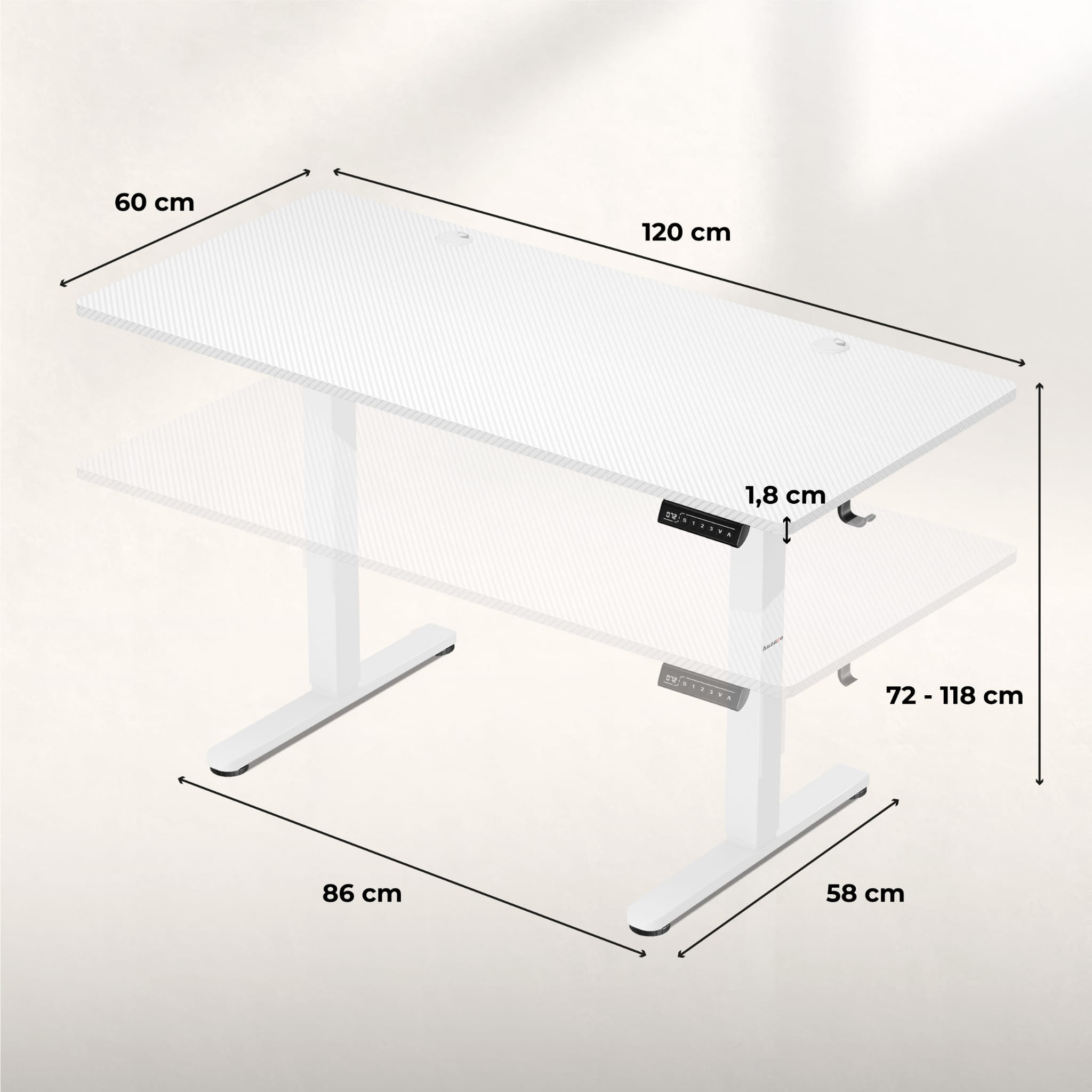 Biurko Elektryczne Huzaro Hero 8.2 White 120 cm