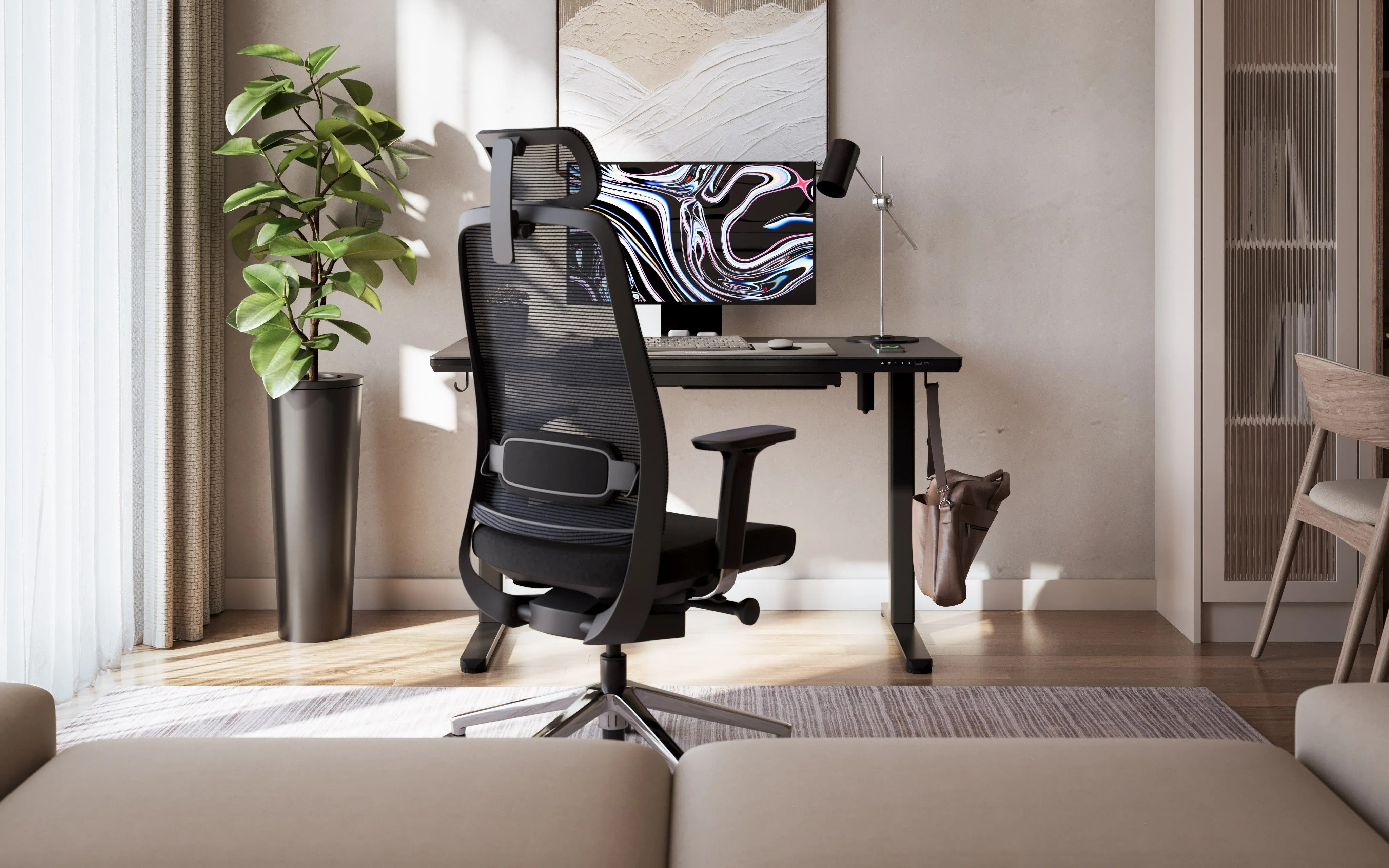 Biurko elektryczne ze szklanym blatem Mark Adler Leader 8.5 Black