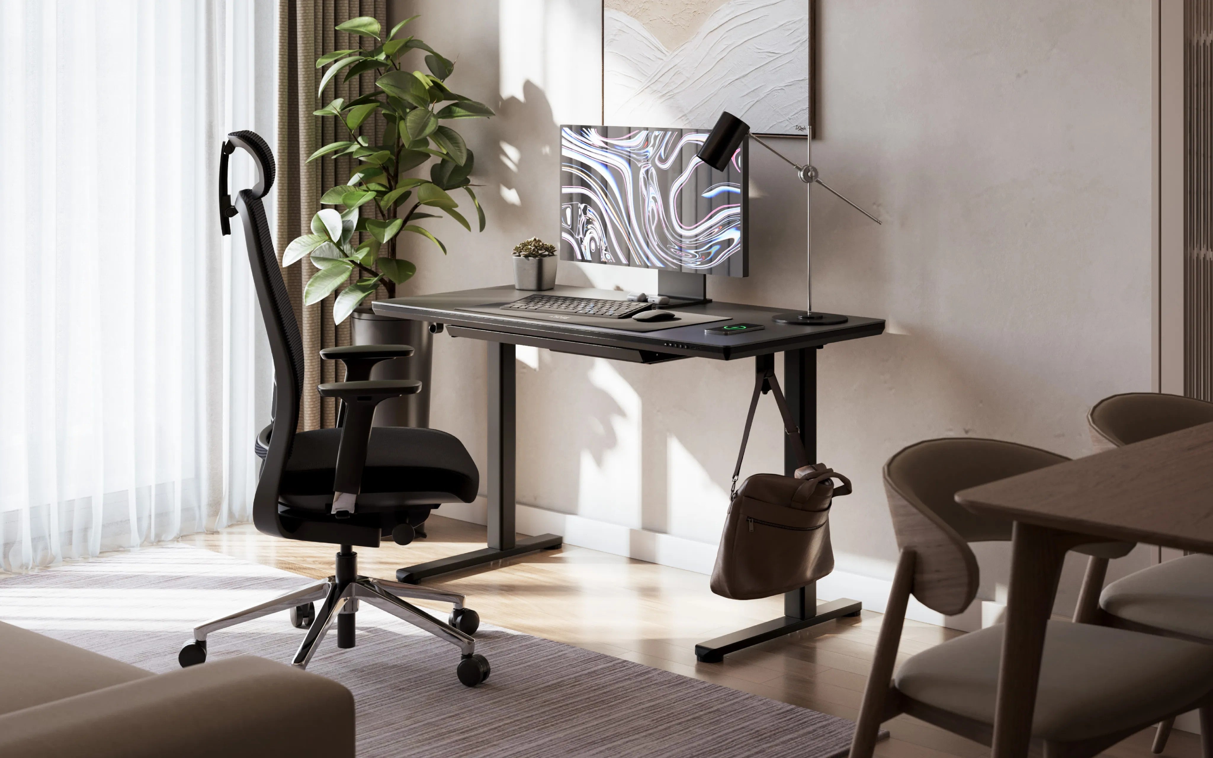 Biurko elektryczne ze szklanym blatem Mark Adler Leader 8.5 Black