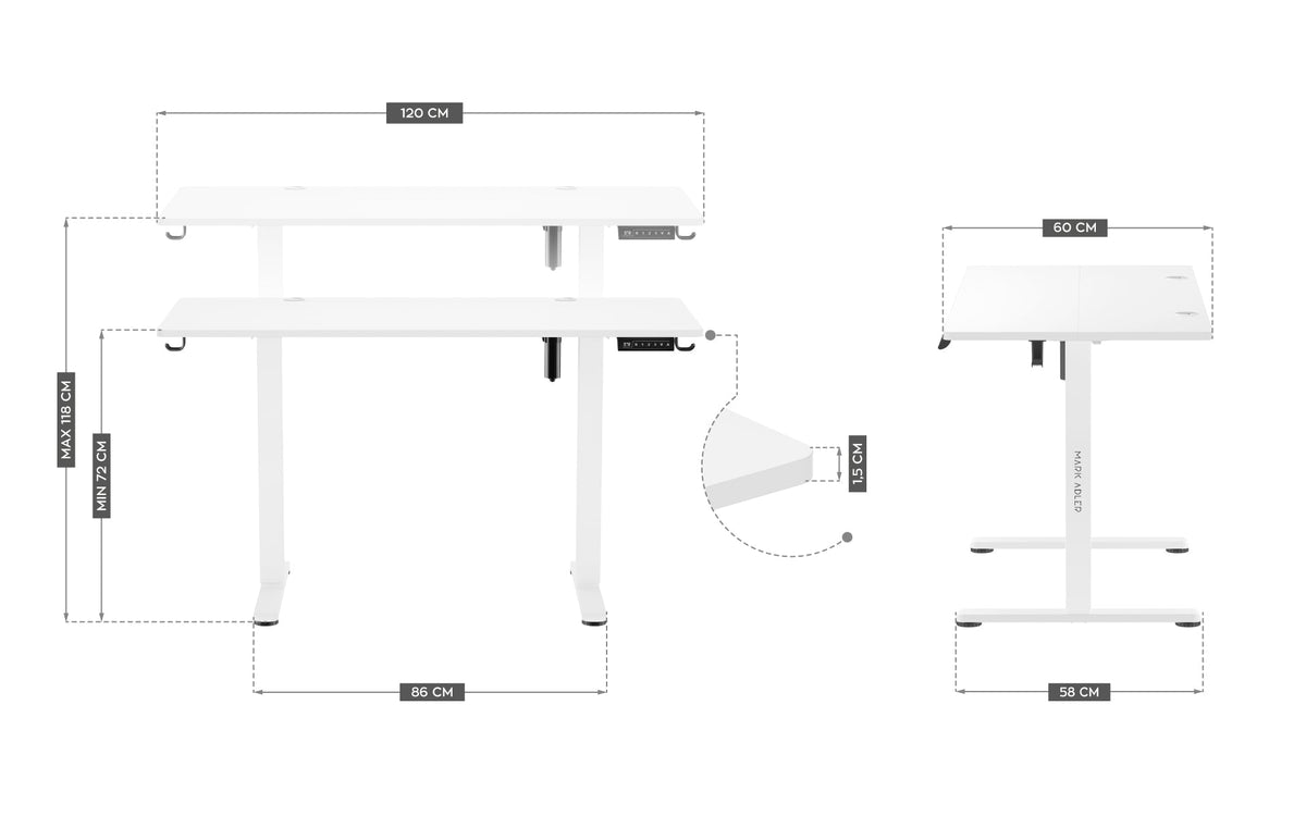 Mark Adler Leader 7.0 White 120 cm-es elektromos íróasztal