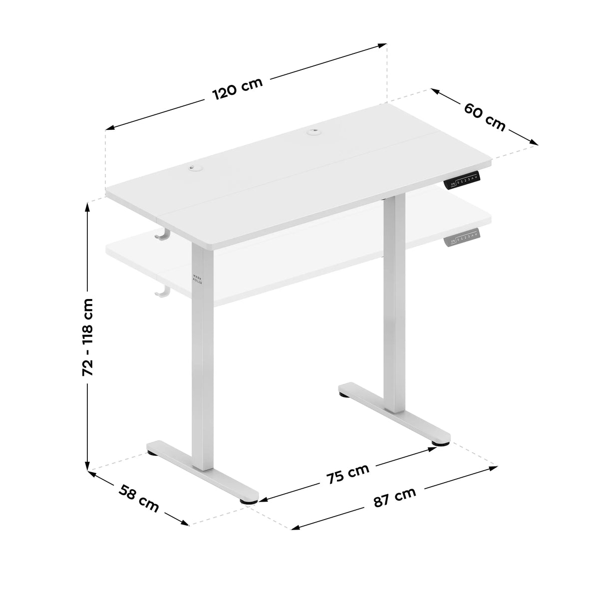 Mark Adler Leader 6.9 White 120 cm-es elektromosan állítható íróasztal