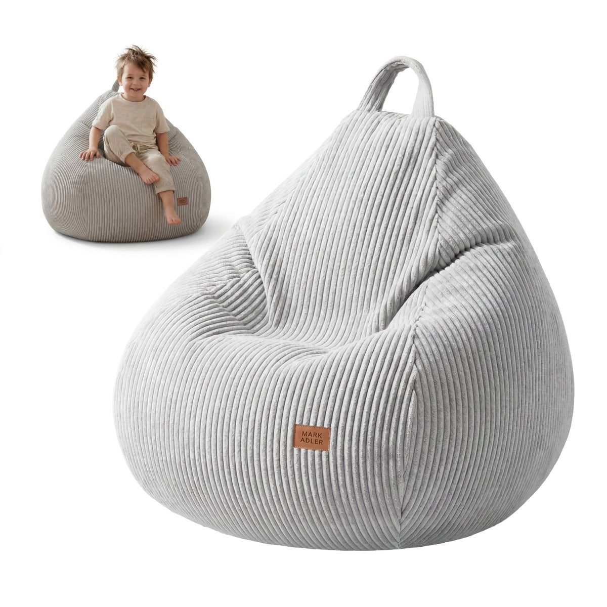 Пъф-чувал от велур, сив, Mark Adler Comfy 1.0 Grey