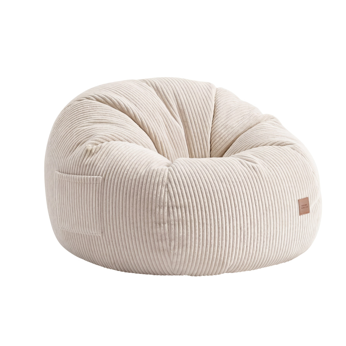Mark Adler Comfy 3.0 Beige kordbársony fotel-puff lábtartóval