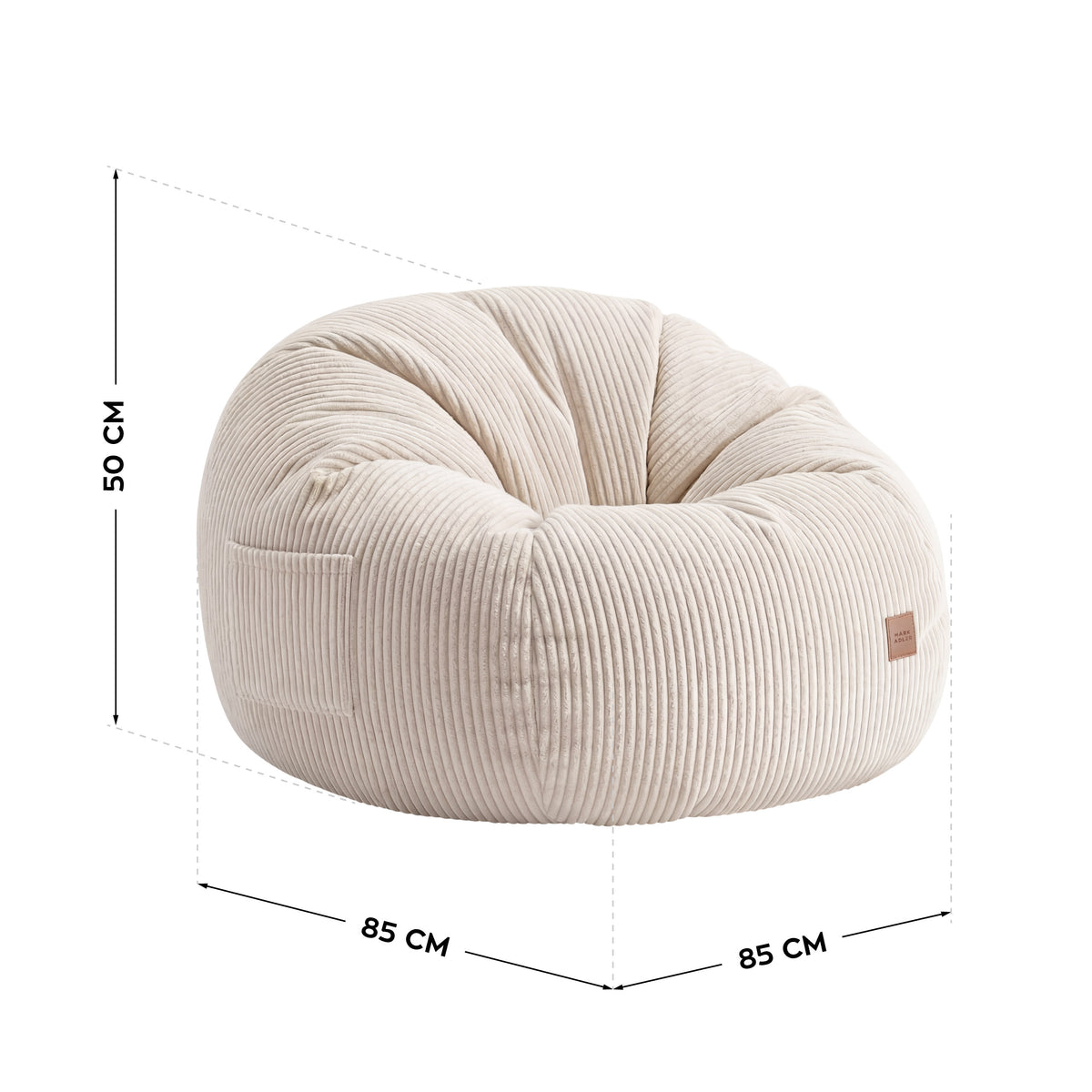 Mark Adler Comfy 3.0 Beige kordbársony fotel-puff lábtartóval