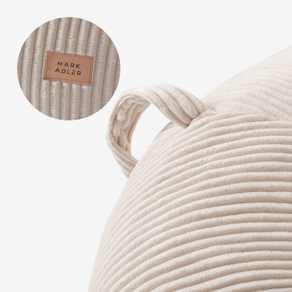 Mark Adler Comfy 3.0 Beige kordbársony fotel-puff lábtartóval