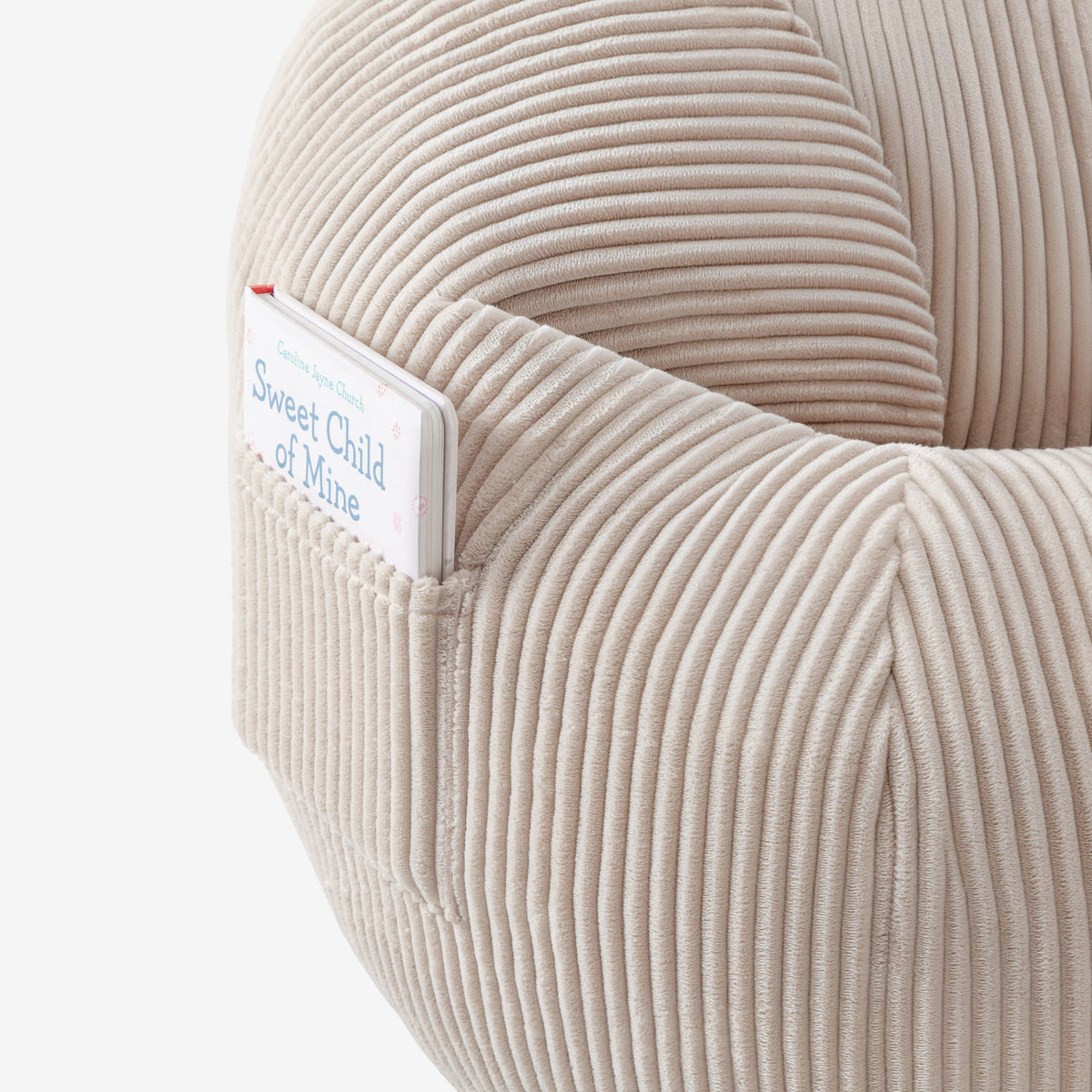 Mark Adler Comfy 3.0 Beige kordbársony fotel-puff lábtartóval