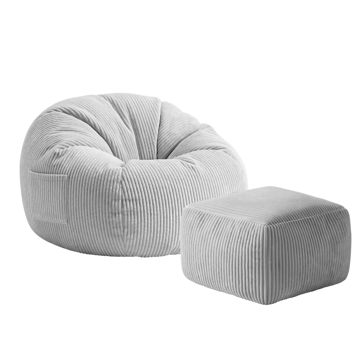 Mark Adler Comfy 3.0 Grey kordbársony fotel-puff lábtartóval
