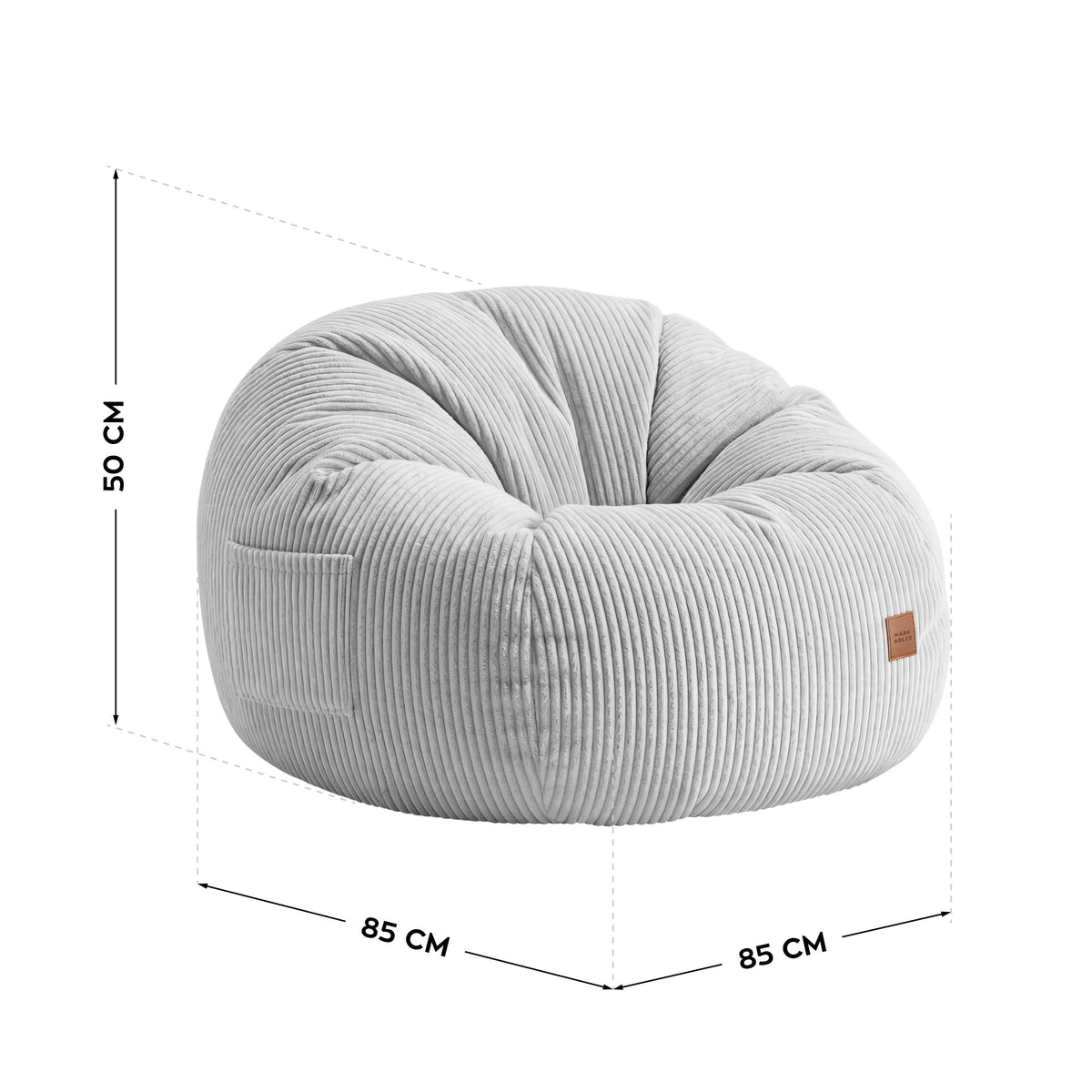 Mark Adler Comfy 3.0 Grey kordbársony fotel-puff lábtartóval