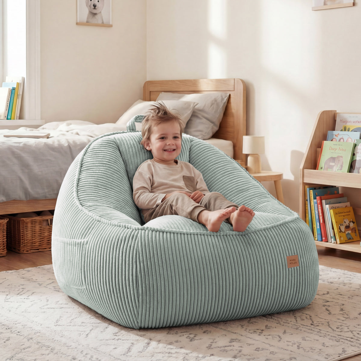 Mark Adler Comfy 4.0 Sage háttámlás, kordbársony puffszék
