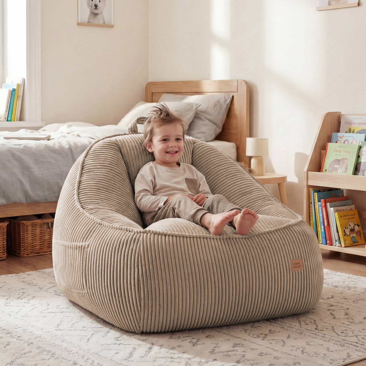 Mark Adler Comfy 4.0 Taupe háttámlás pufffotel, kordbársonyból