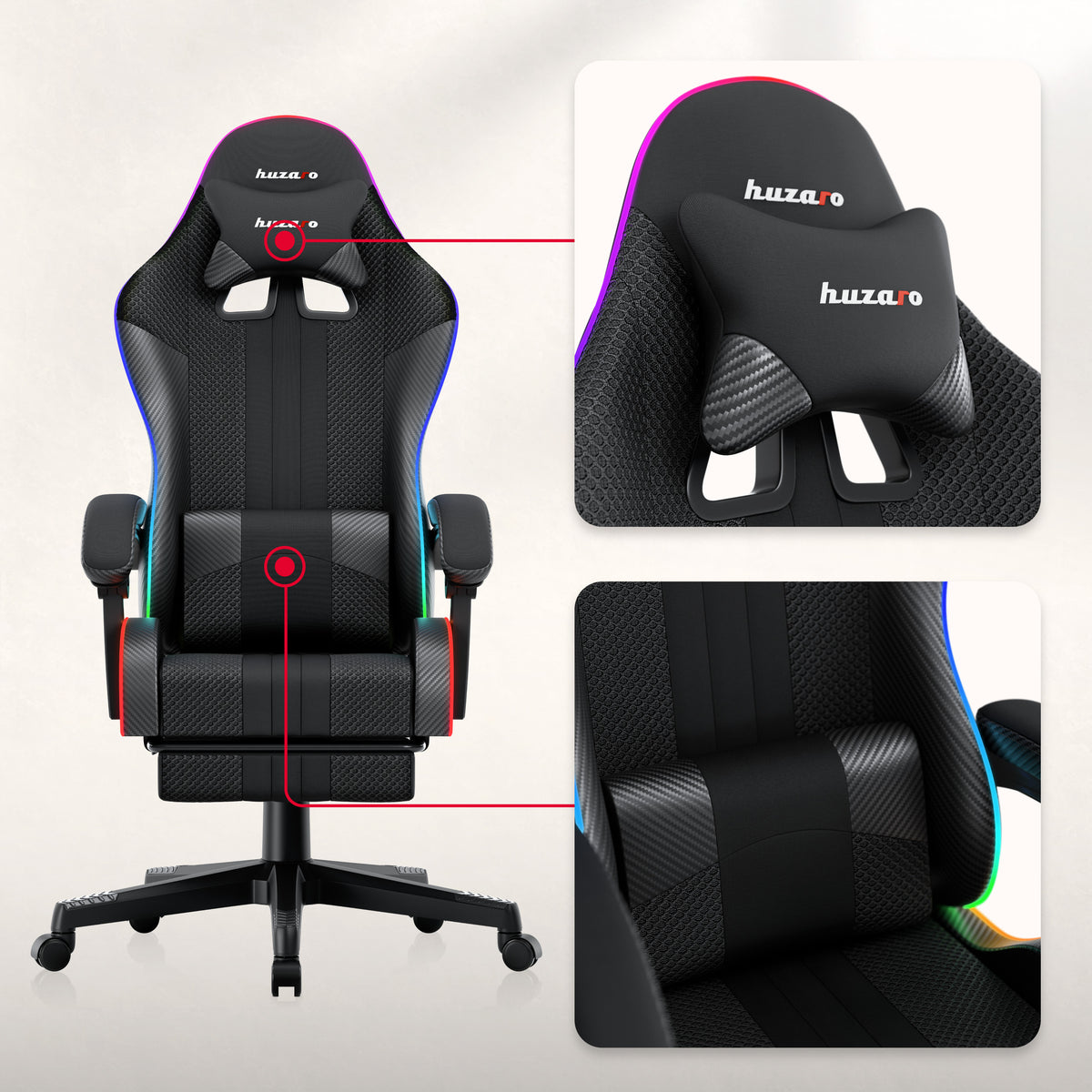 Гейминг стол HUZARO Force 4.7 RGB Mesh