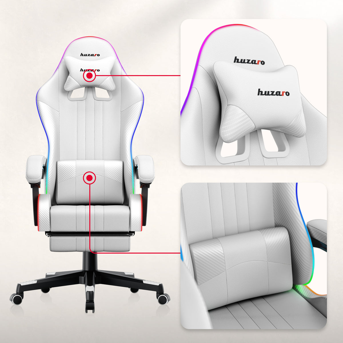 HUZARO Force 4.7 White RGB gamer szék