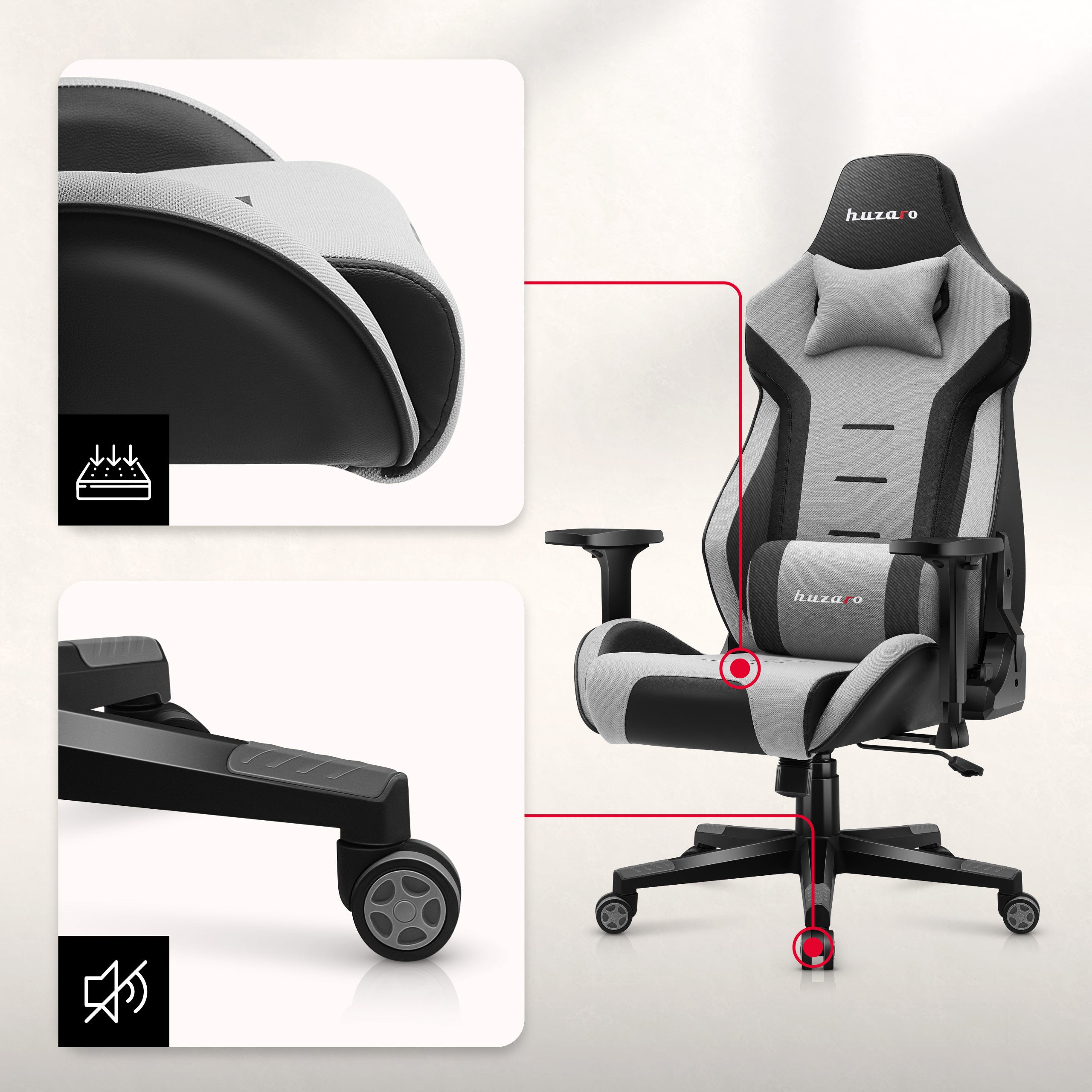 Fotel Gamingowy Huzaro FORCE 7.6 Grey