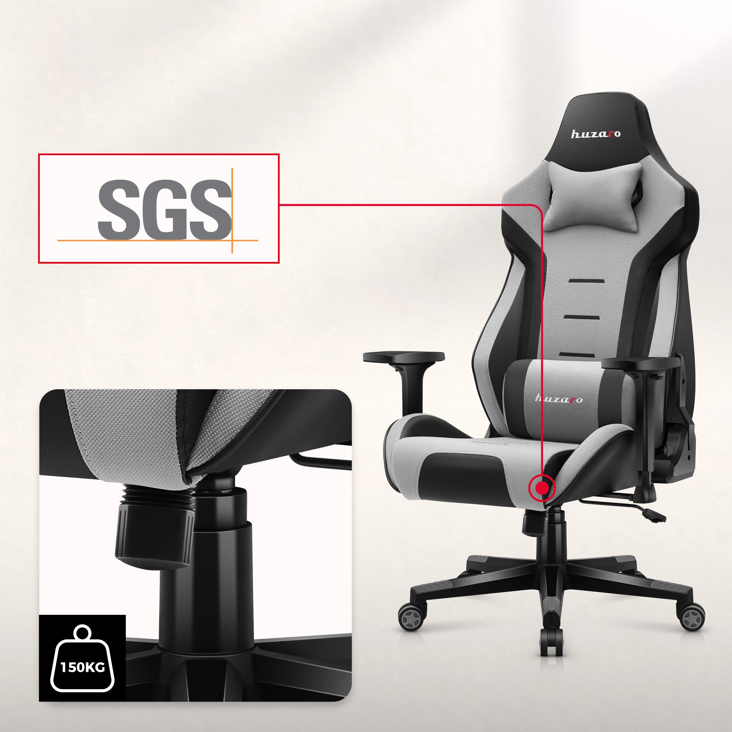 Fotel Gamingowy Huzaro FORCE 7.6 Grey