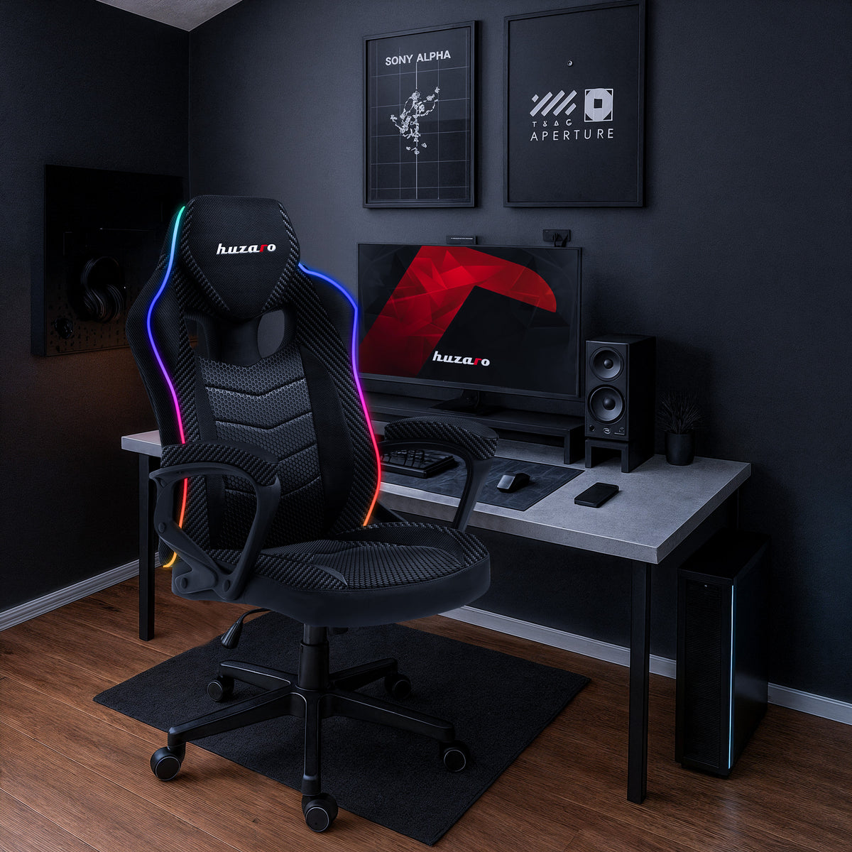 Гейминг стол Huzaro Force 2.5 RGB Carbon Mesh