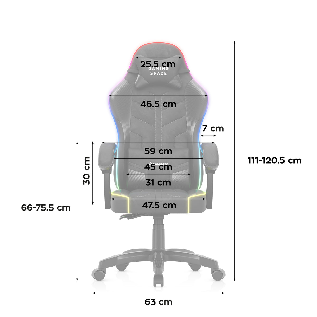 Huzaro Force 2.7 RGB Black velúr gaming szék