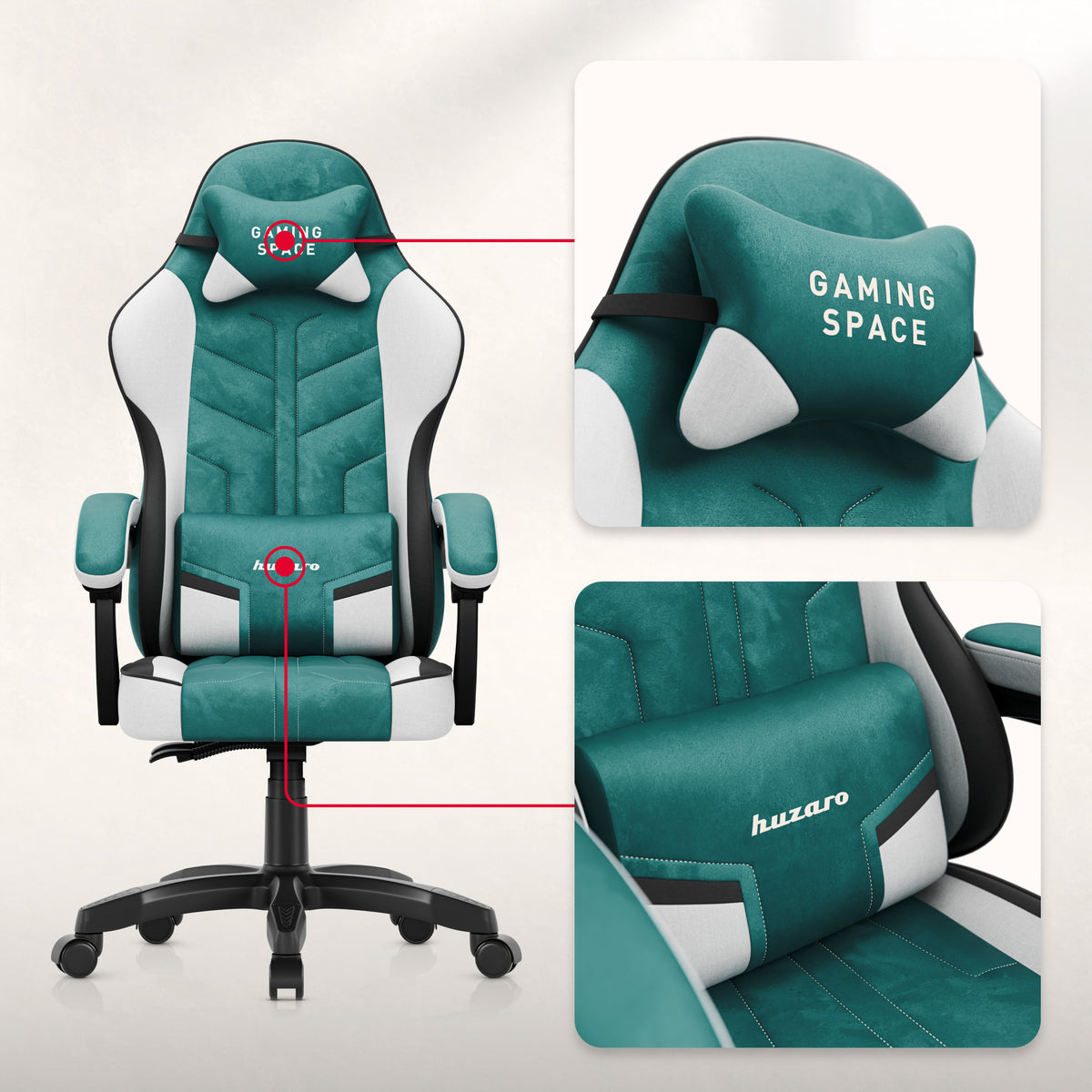 Huzaro Force 2.7 Green velúr gaming szék