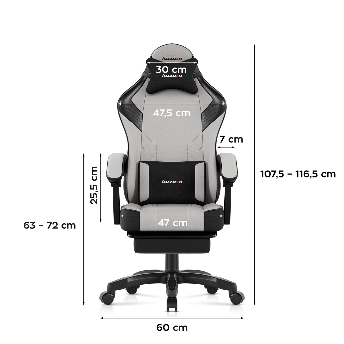Гейминг стол Huzaro Force 3.7 Grey