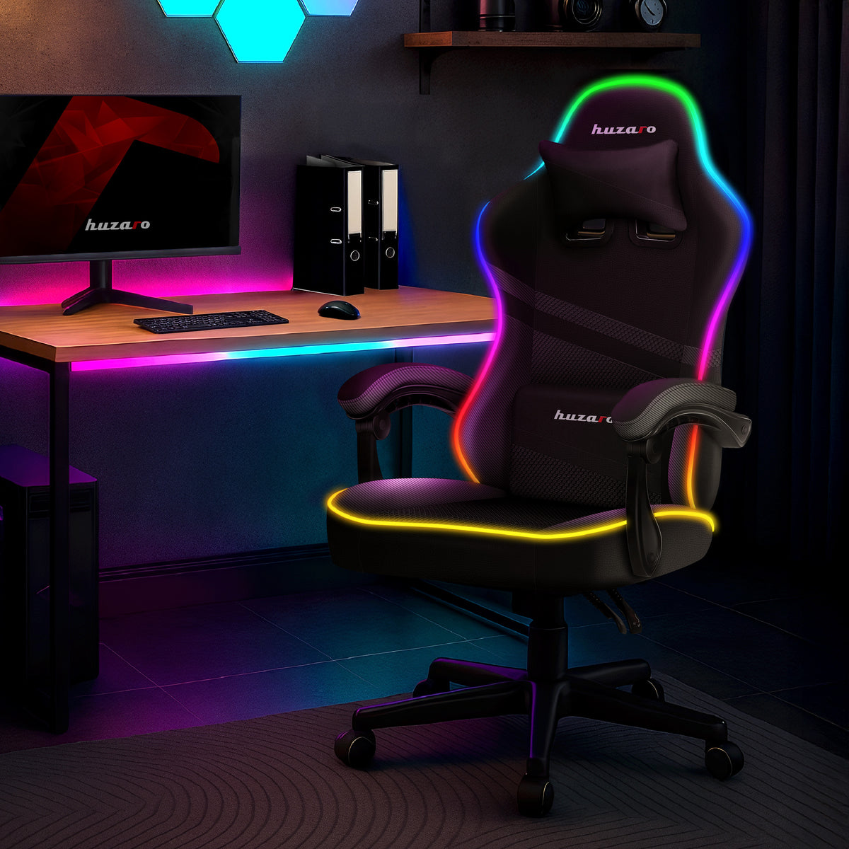 Геймърски стол Huzaro FORCE 4.4 RGB Black Mesh