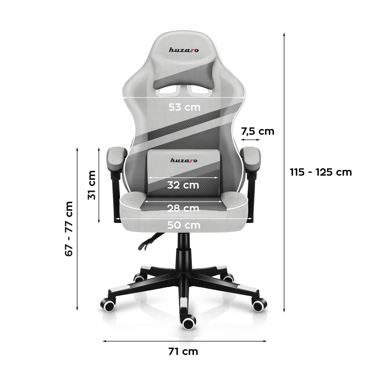 Гейминг стол HUZARO FORCE 4.4 White Mesh