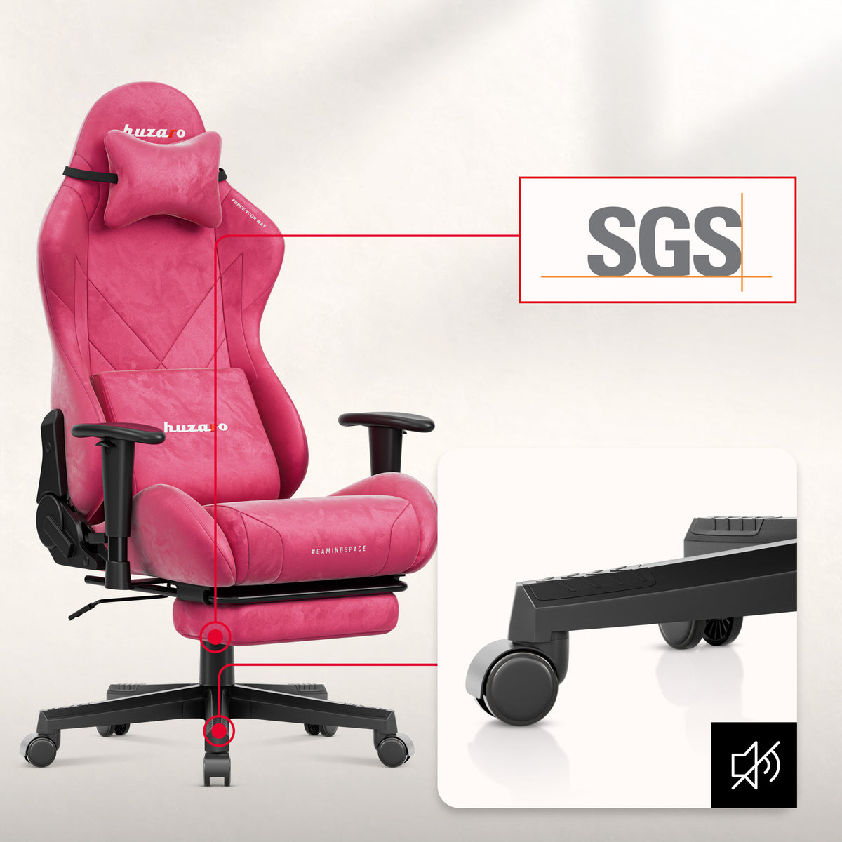 Гейминг стол Huzaro Force 5.7 Pink