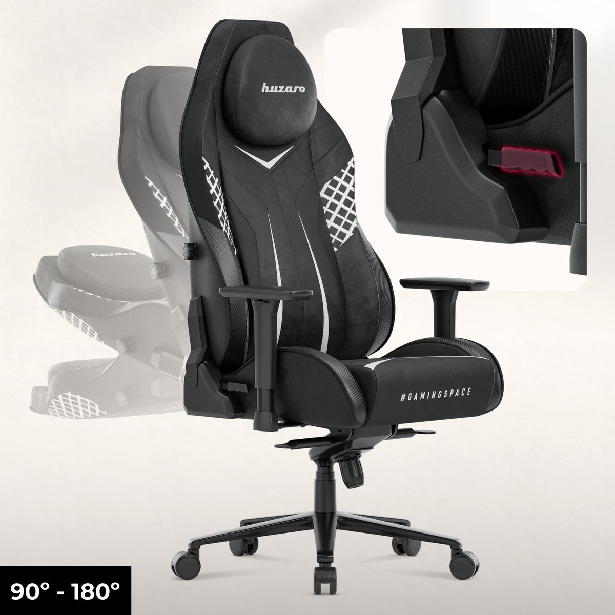 Huzaro Force 8.3 Carbon Black színű, velúr borítású gamer szék