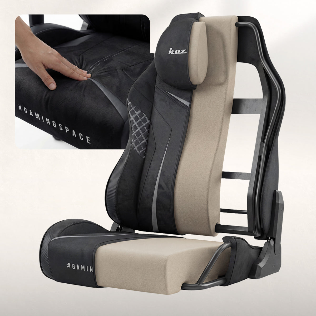 Huzaro Force 8.3 Carbon Black színű, velúr borítású gamer szék