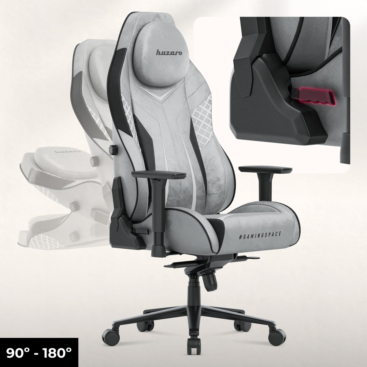Гейминг стол от замша Huzaro Force 8.3 Grey